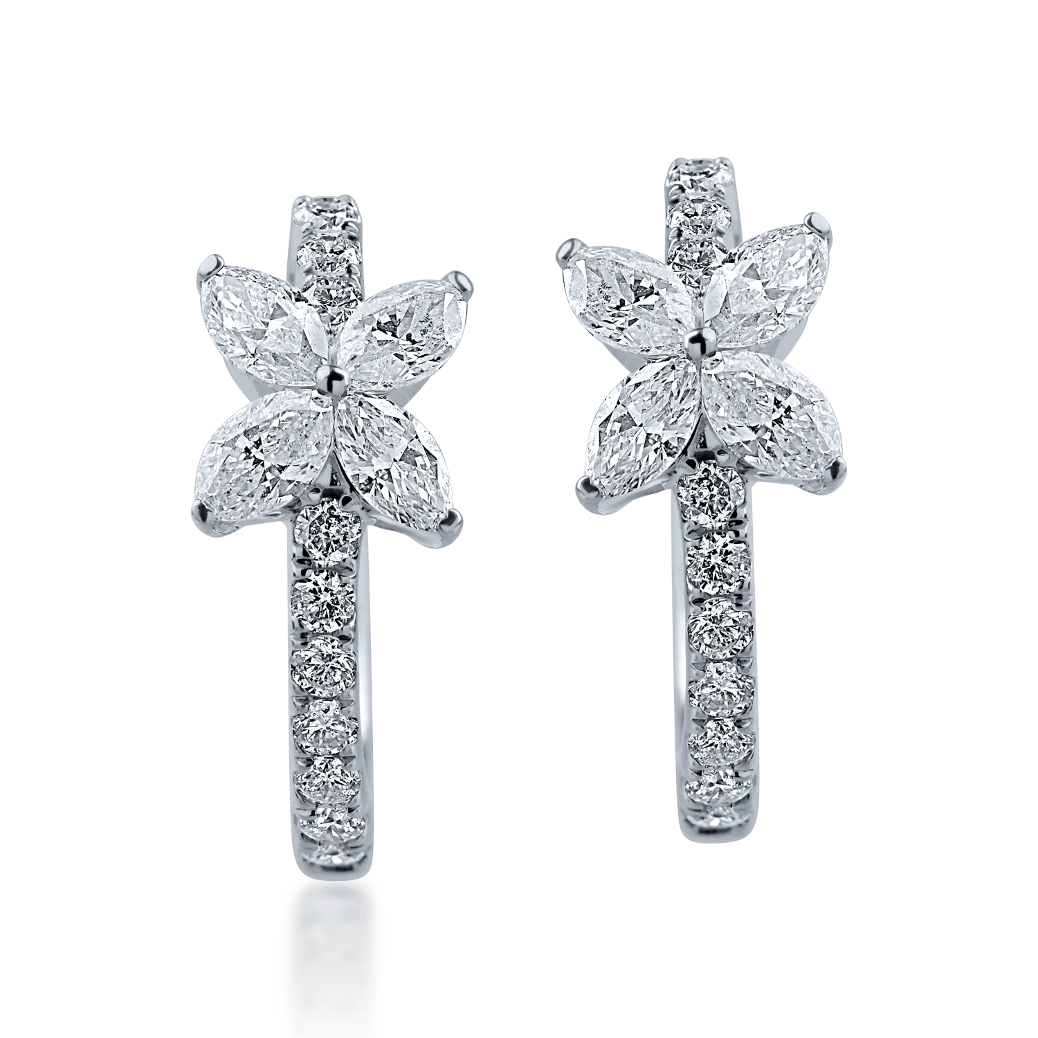 Cercei cu floare din aur alb și diamante – Teilor Cercei cu floare din aur alb și diamante – Teilor