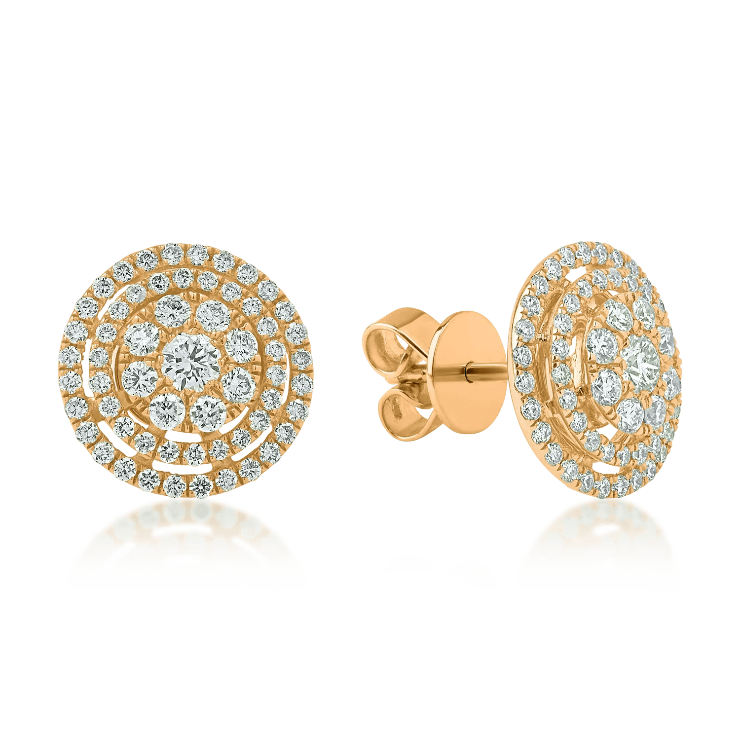 Cercei rotunzi din aur galben cu diamante de 0.85ct Cercei rotunzi din aur galben cu diamante de 0.85ct
