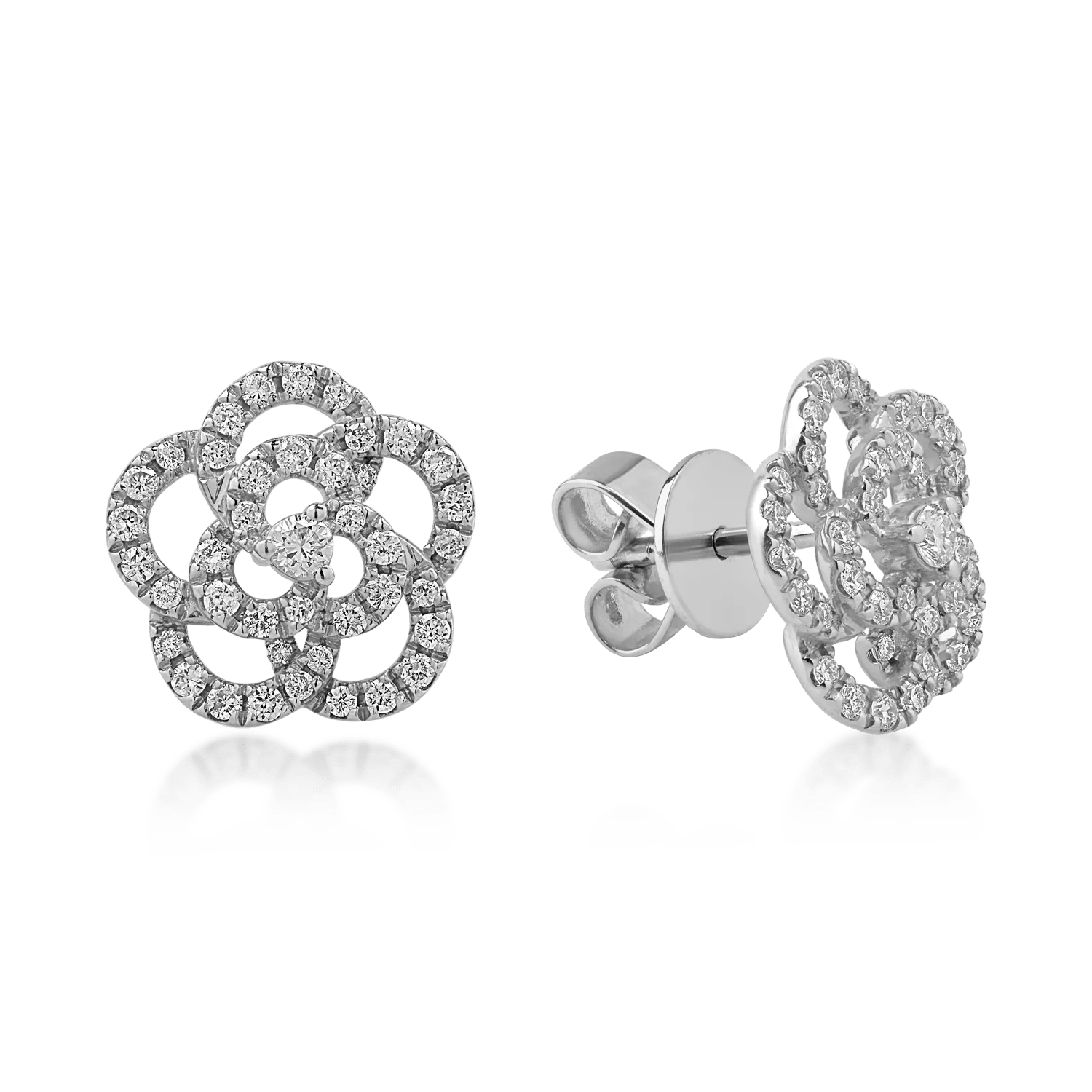 Cercei aur alb cu diamante 0.34ct – design floare Cercei aur alb cu diamante 0.34ct – design floare