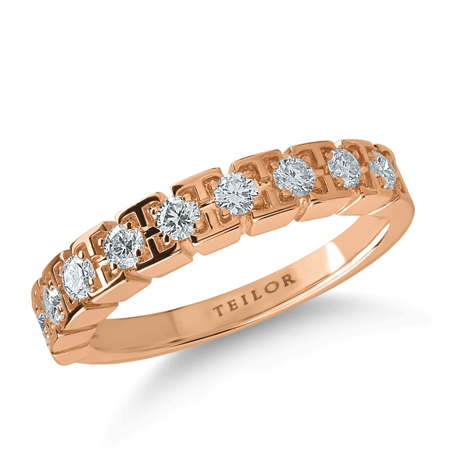 Inel semi-eternity din aur roz cu diamante 0.3ct Inel semi-eternity din aur roz cu diamante 0.3ct