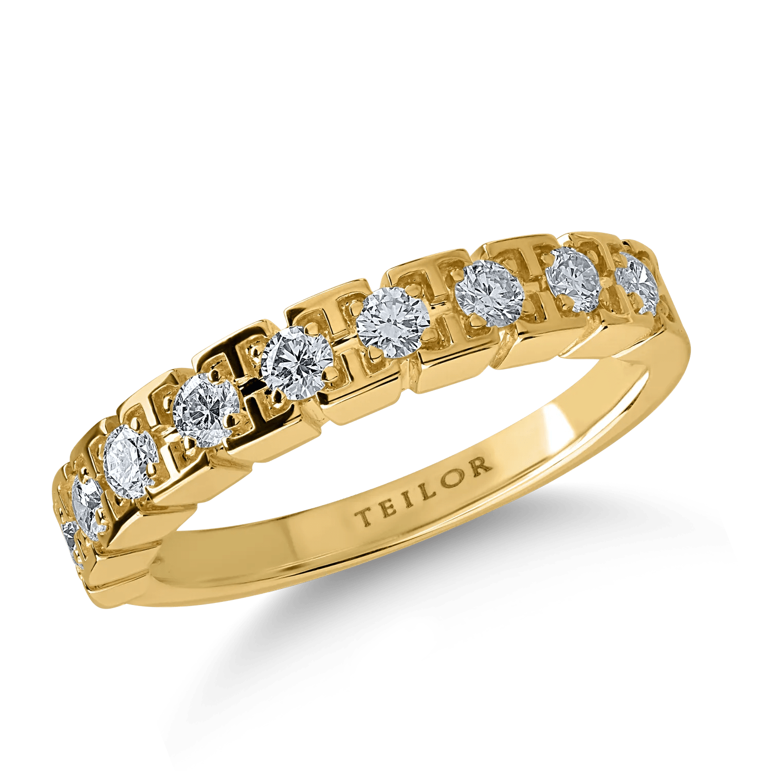 Inel semi eternity din aur galben cu diamante de 0.3ct Inel semi eternity din aur galben cu diamante de 0.3ct