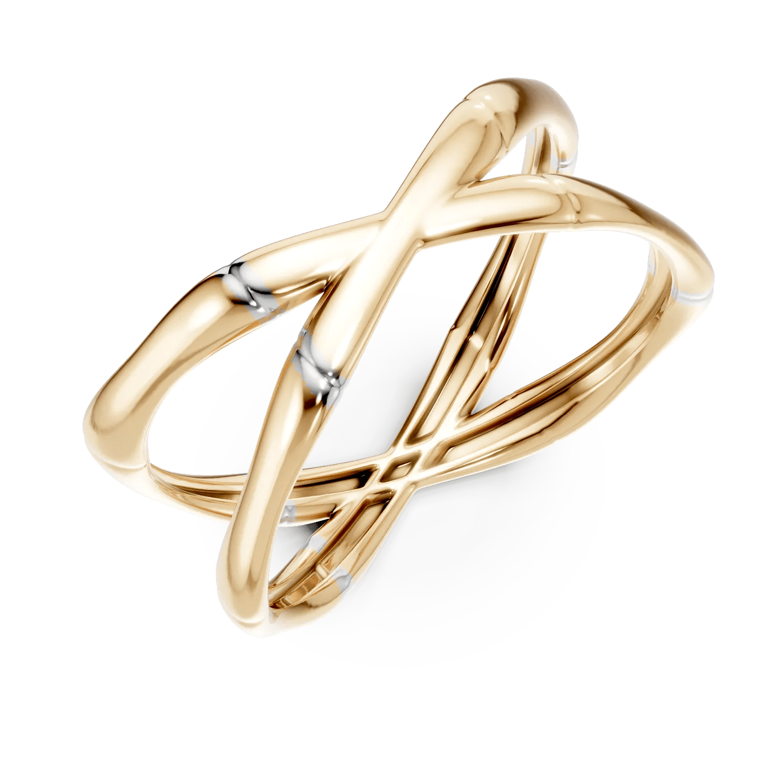 Inel minimalist din aur alb-galben Inel minimalist din aur alb-galben