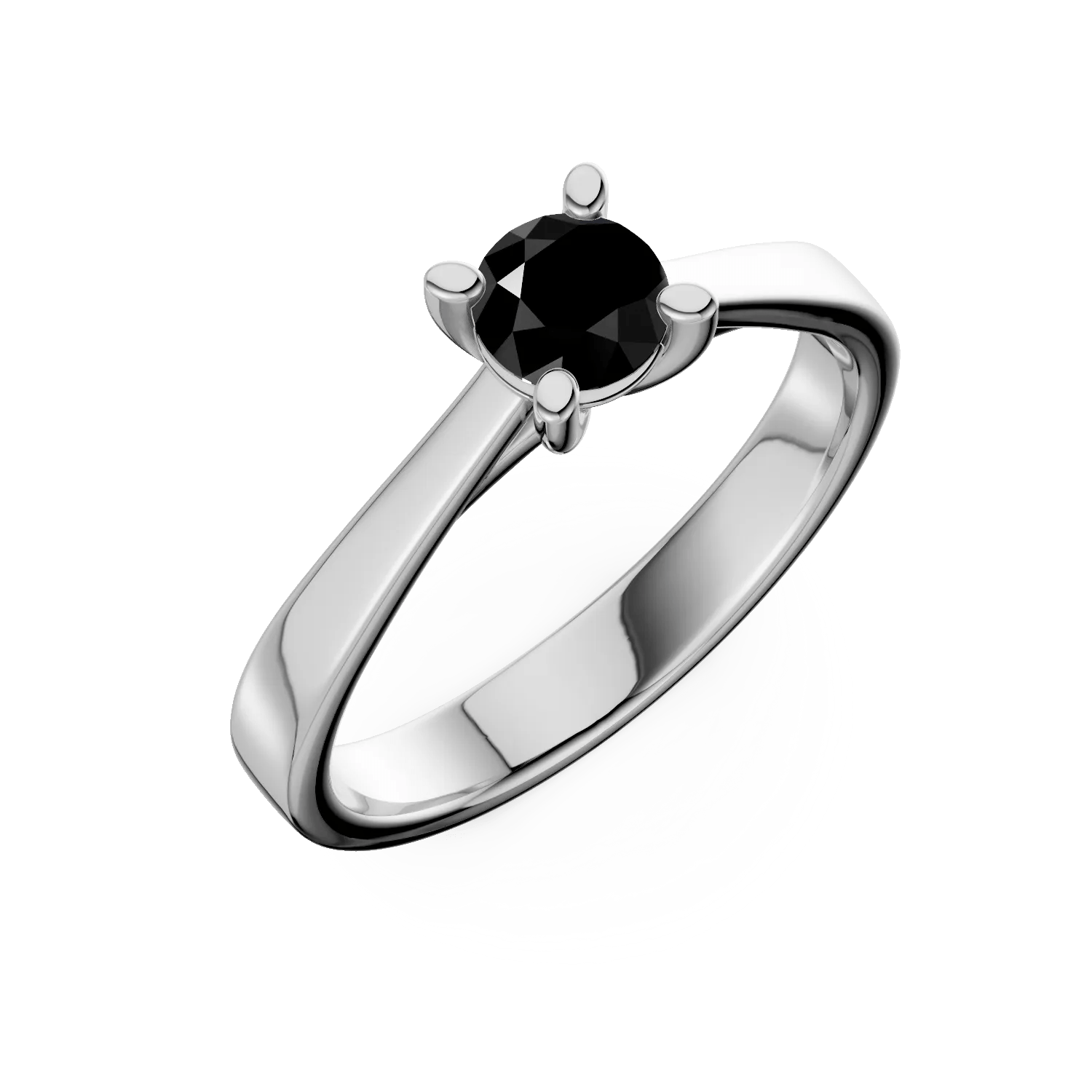 Inel din aur alb cu diamant solitaire negru de 0.4ct Inel din aur alb cu diamant solitaire negru de 0.4ct