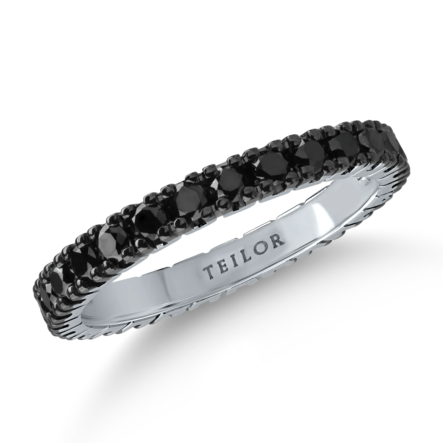 Inel eternity din aur alb cu diamante negre de 1.2ct Inel eternity din aur alb cu diamante negre de 1.2ct