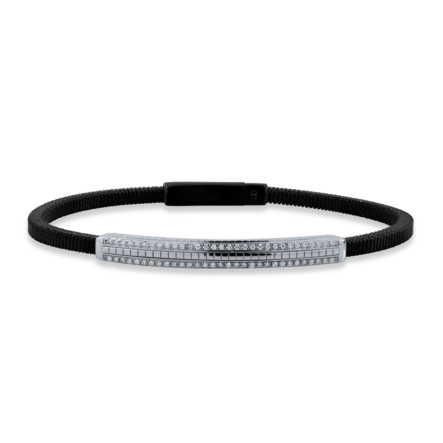 Brățară din aur alb și oțel cu diamante de 0.22ct pentru bărbați Brățară din aur alb și oțel cu diamante de 0.22ct pentru bărbați