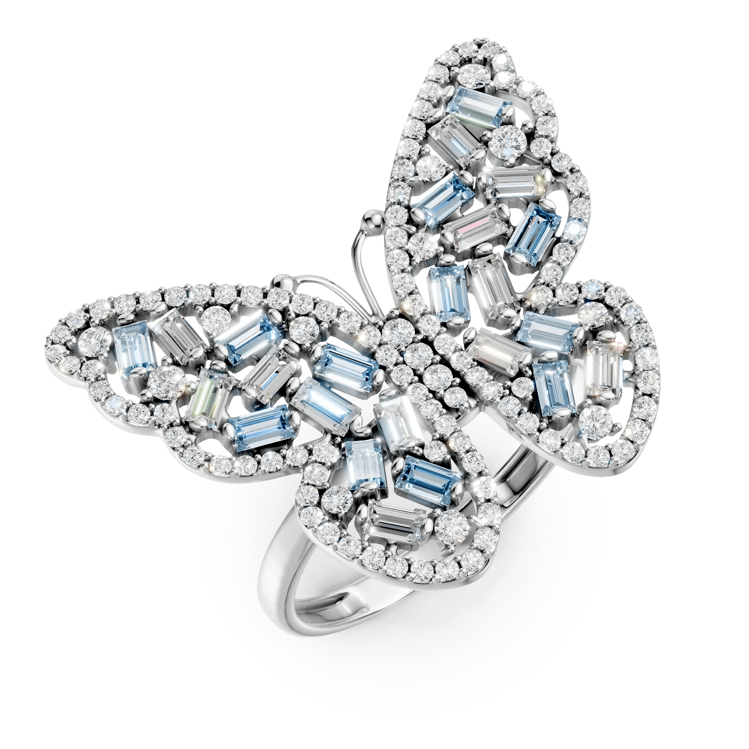 Inel fluture din aur alb Inel fluture din aur alb