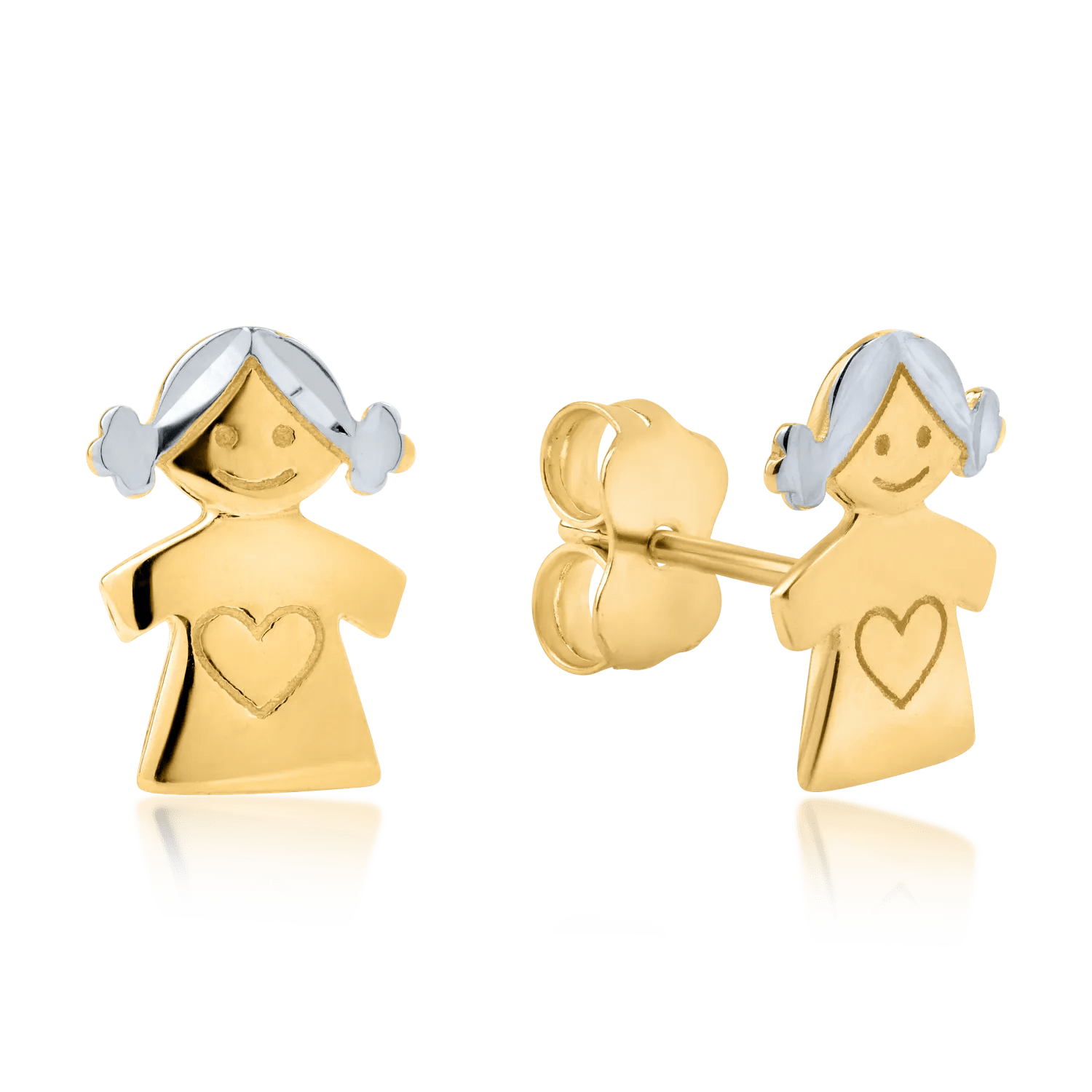 Cercei fetițe din aur alb-galben Cercei fetițe din aur alb-galben
