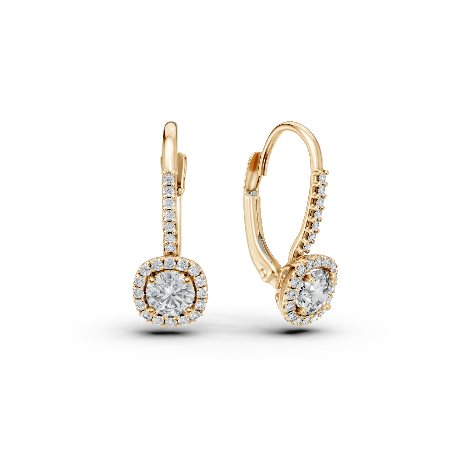 Cercei on-ear din aur galben cu zirconia Cercei on-ear din aur galben cu zirconia