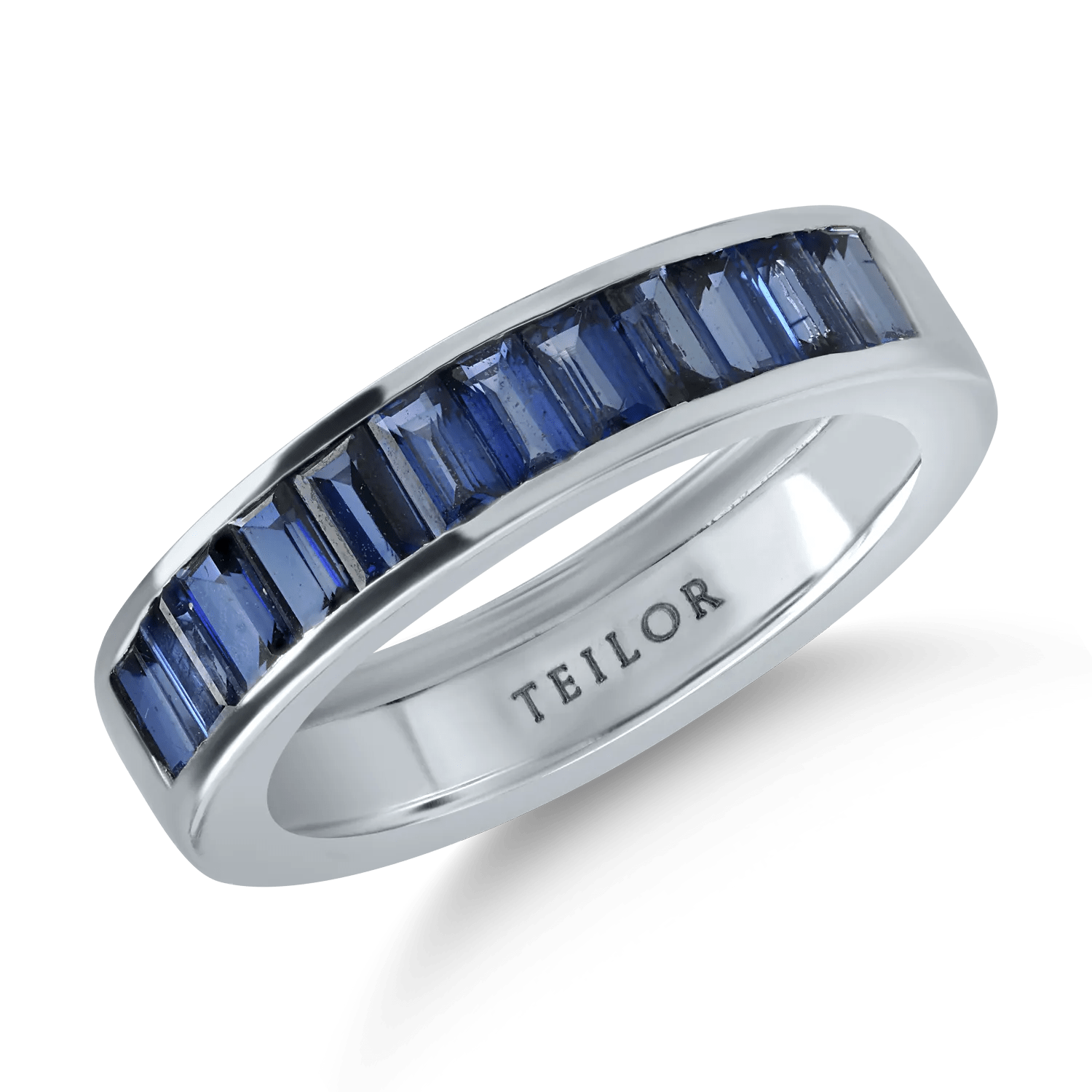 Inel semi eternity din aur alb cu safire baguette 1.7ct Inel semi eternity din aur alb cu safire baguette 1.7ct