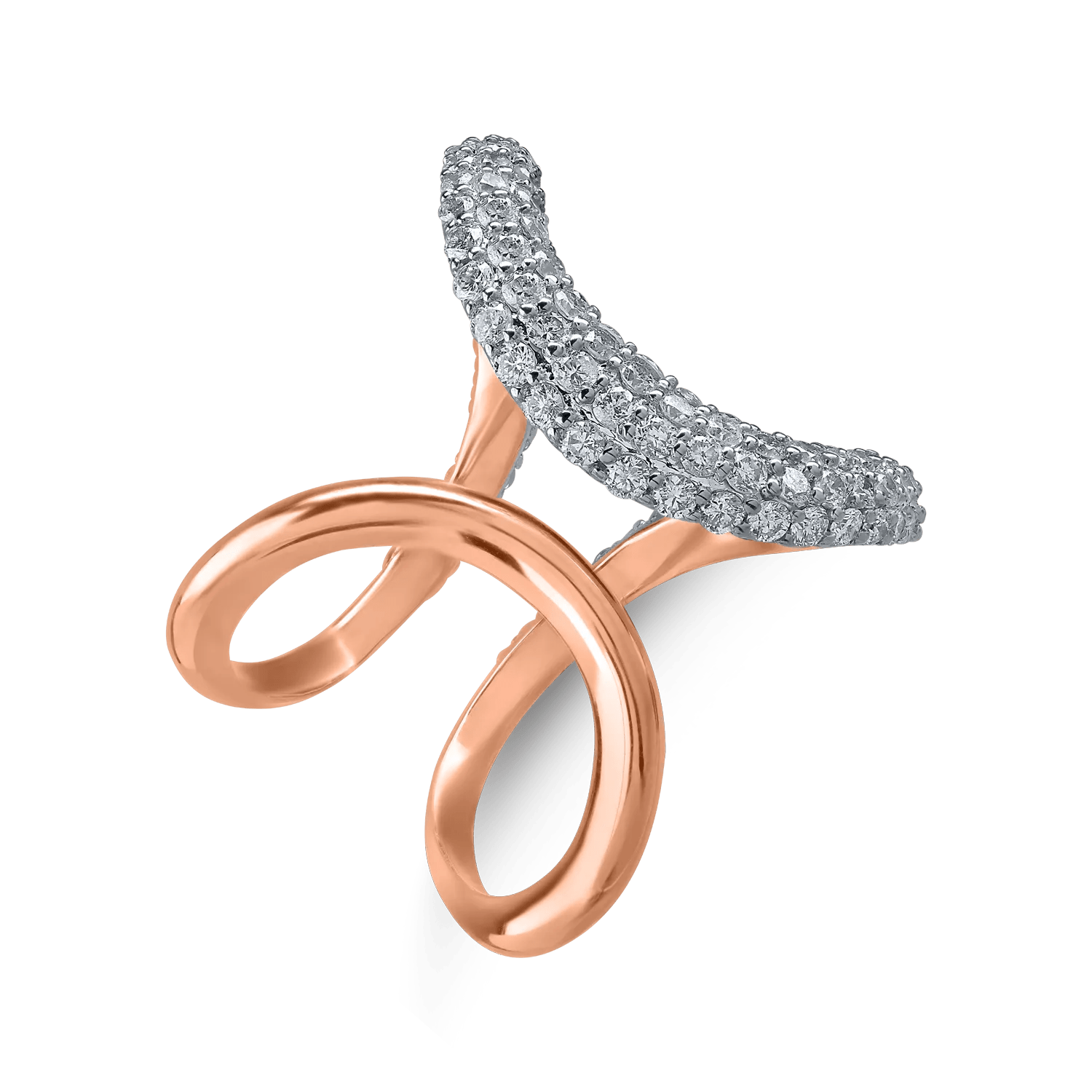 Inel din aur roz cu diamante de 1.45ct, design geometric Inel din aur roz cu diamante de 1.45ct, design geometric