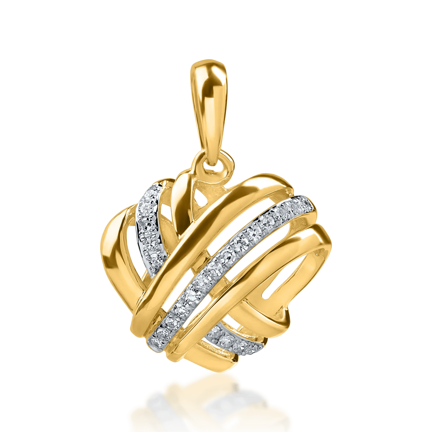 Pandantiv inimă din aur alb-galben cu diamante 0.06ct Pandantiv inimă din aur alb-galben cu diamante 0.06ct