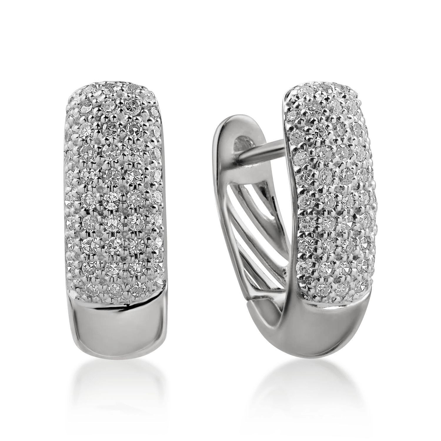 Cercei creole din aur alb cu diamante microsetting de 0.2ct Cercei creole din aur alb cu diamante microsetting de 0.2ct