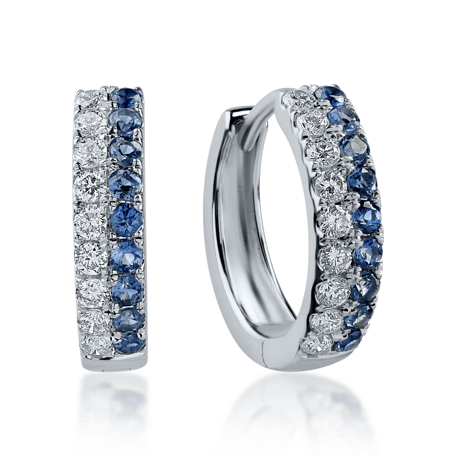 Cercei on-ear din aur alb cu safire de 0.314ct și diamante de 0.211ct – Teilor Cercei on-ear din aur alb cu safire de 0.314ct și diamante de 0.211ct – Teilor