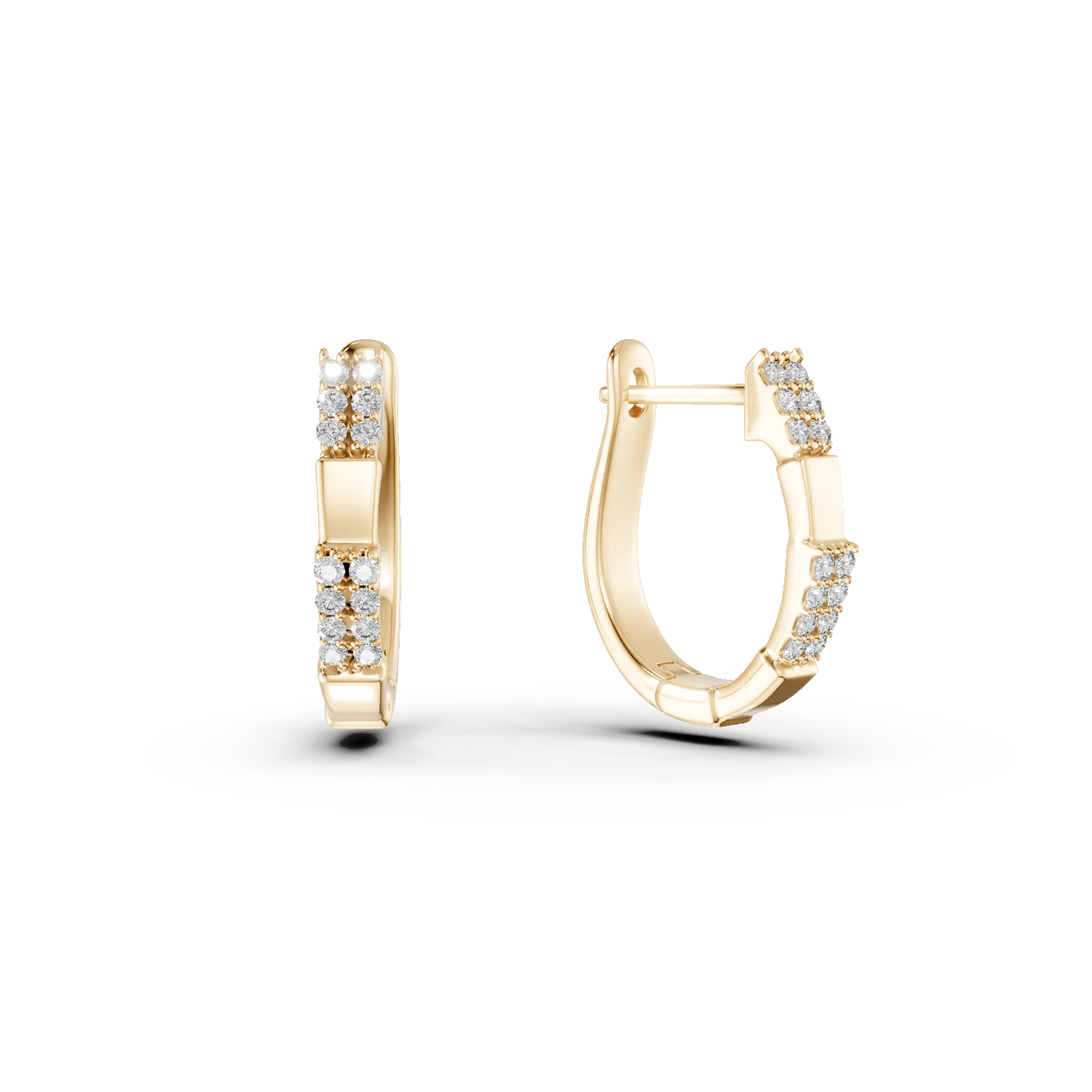 Cercei on-ear din aur galben cu diamante de 0.17ct Cercei on-ear din aur galben cu diamante de 0.17ct