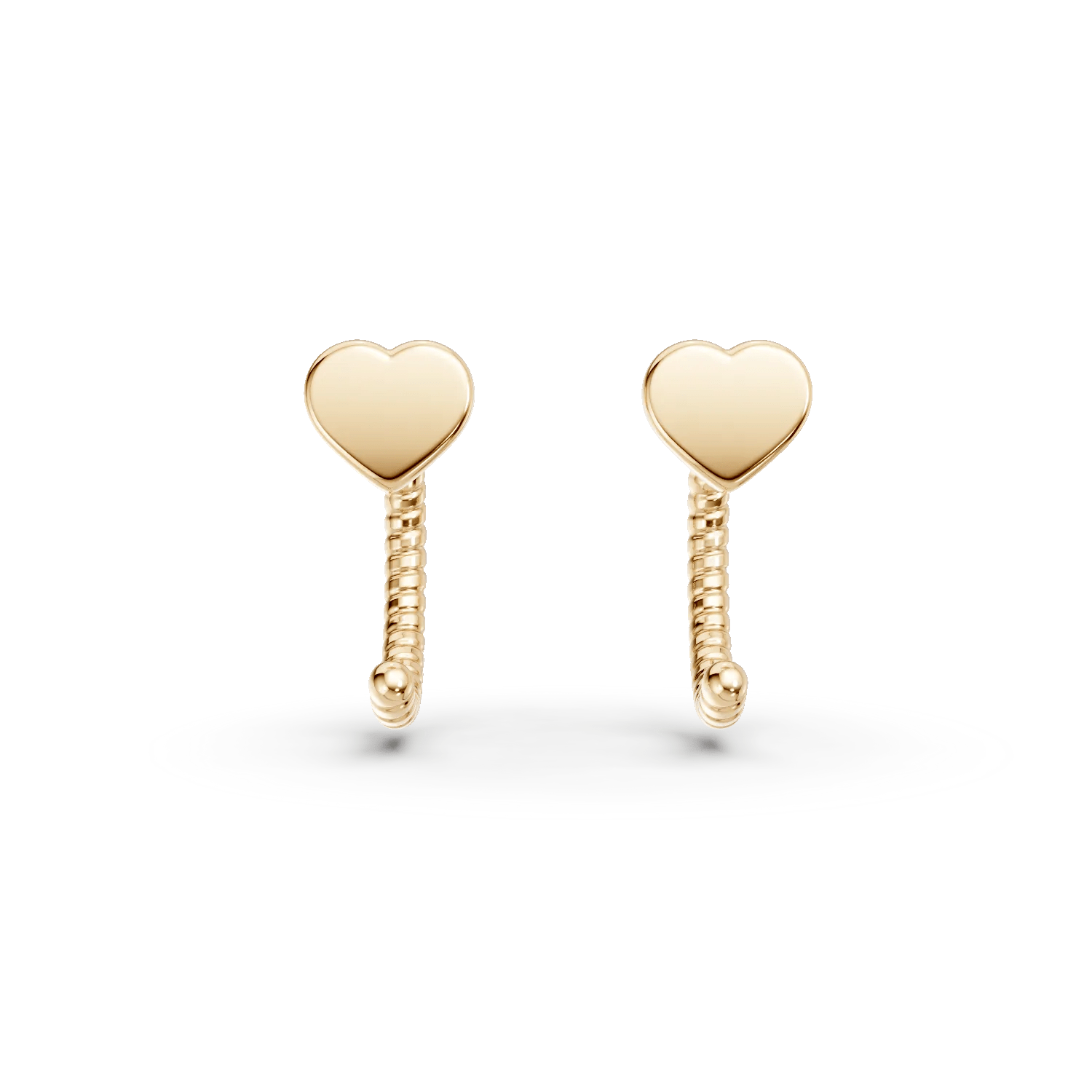 Cercei ear cuffs cu inimioară din aur galben Cercei ear cuffs cu inimioară din aur galben