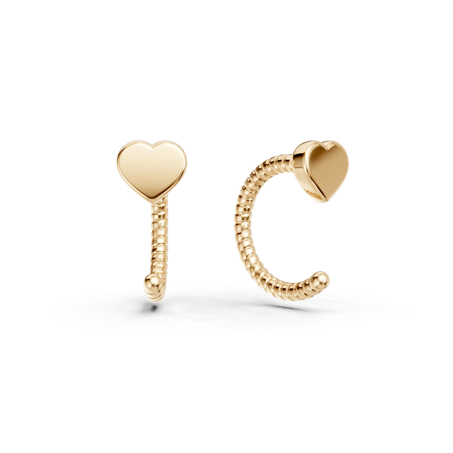 Cercei ear cuffs cu inimioară din aur galben Cercei ear cuffs cu inimioară din aur galben