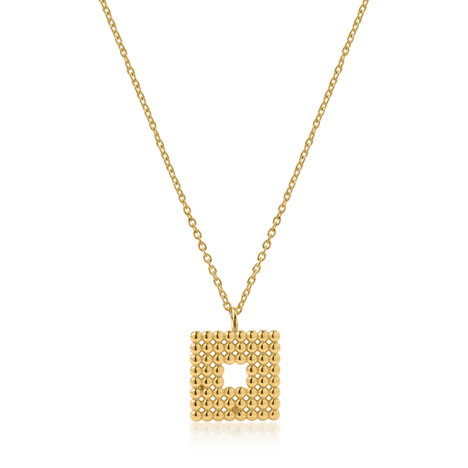 Lănțișor din aur galben cu pandantiv pătrat Lănțișor din aur galben cu pandantiv pătrat