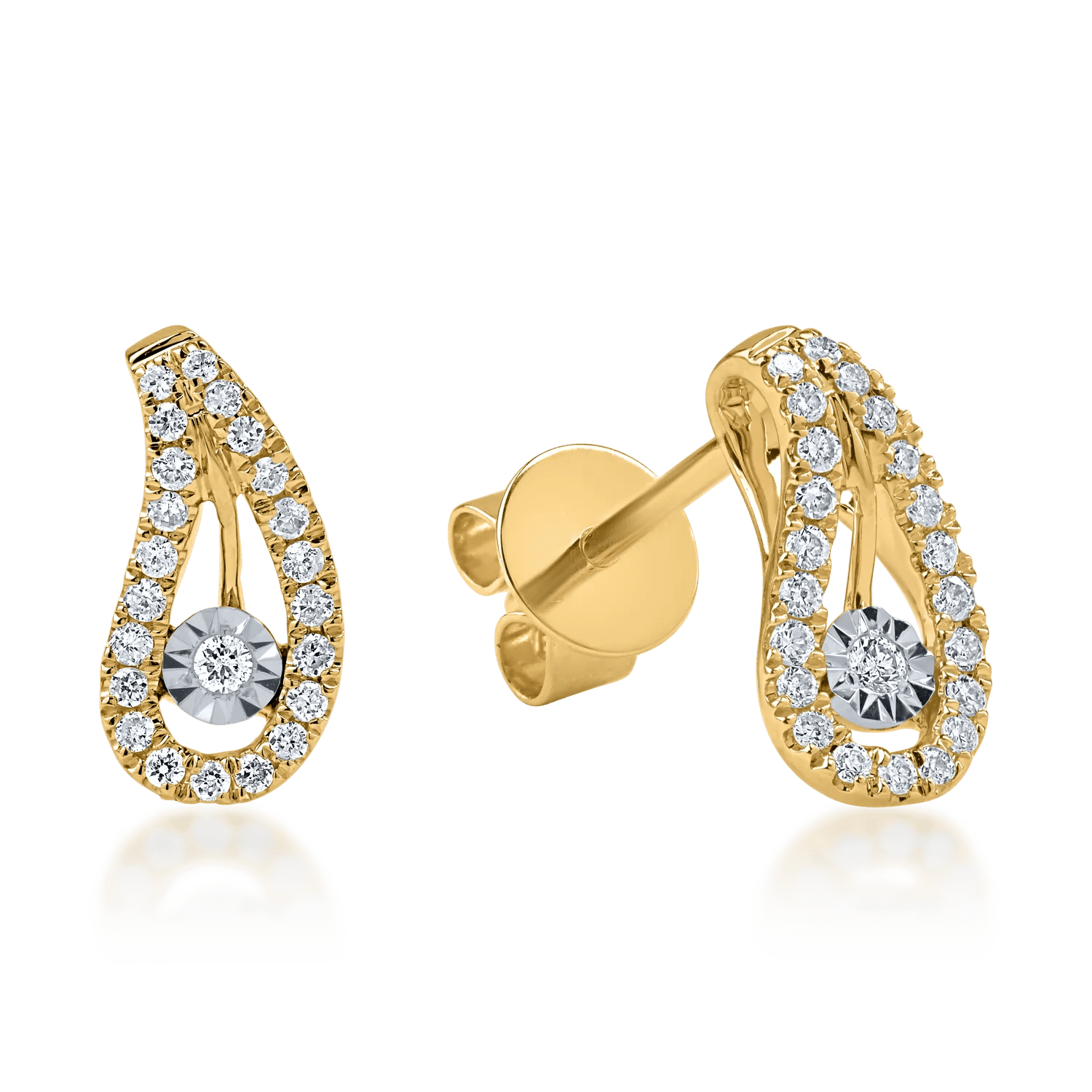 Cercei stud din aur galben cu diamante de 0.18ct Cercei stud din aur galben cu diamante de 0.18ct