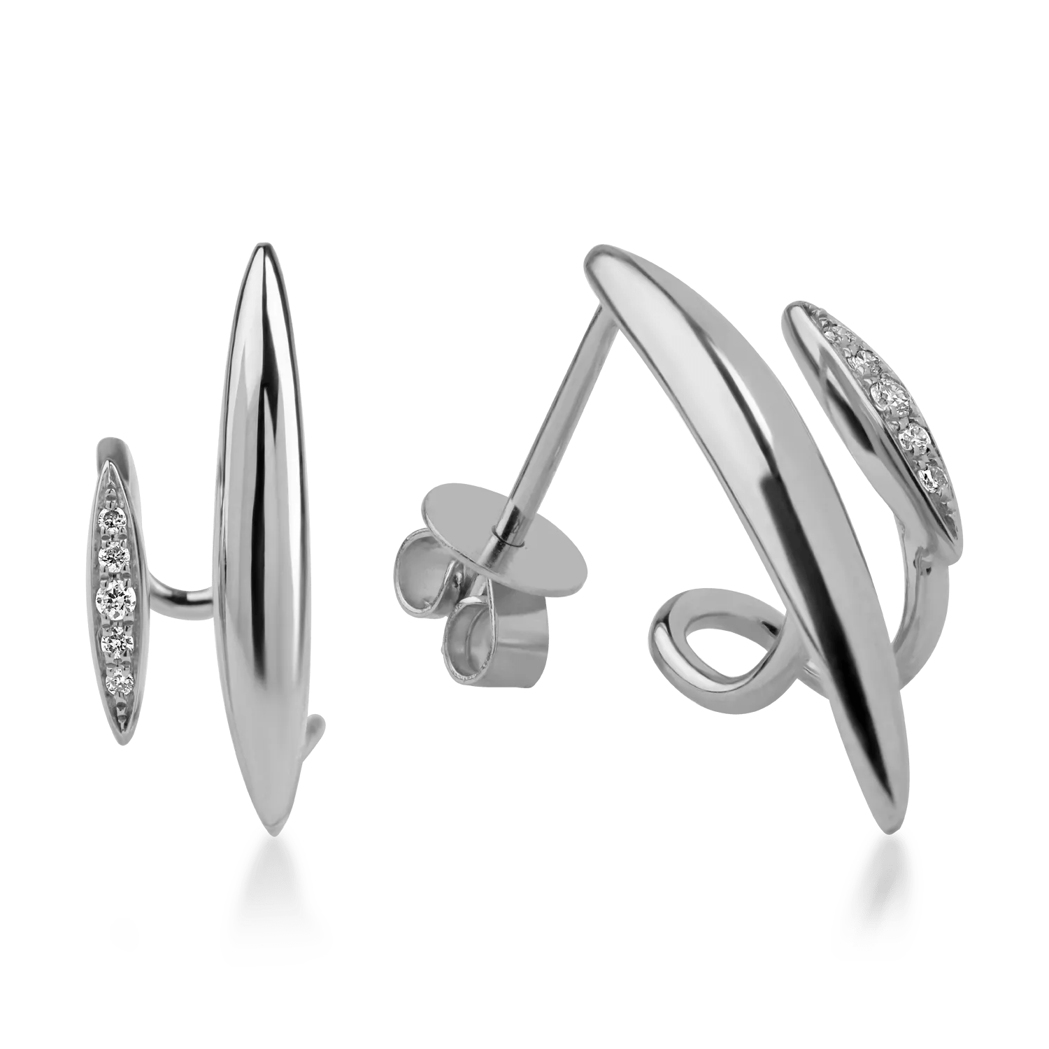 Cercei geometrici din aur alb cu diamante de 0.04ct Cercei geometrici din aur alb cu diamante de 0.04ct
