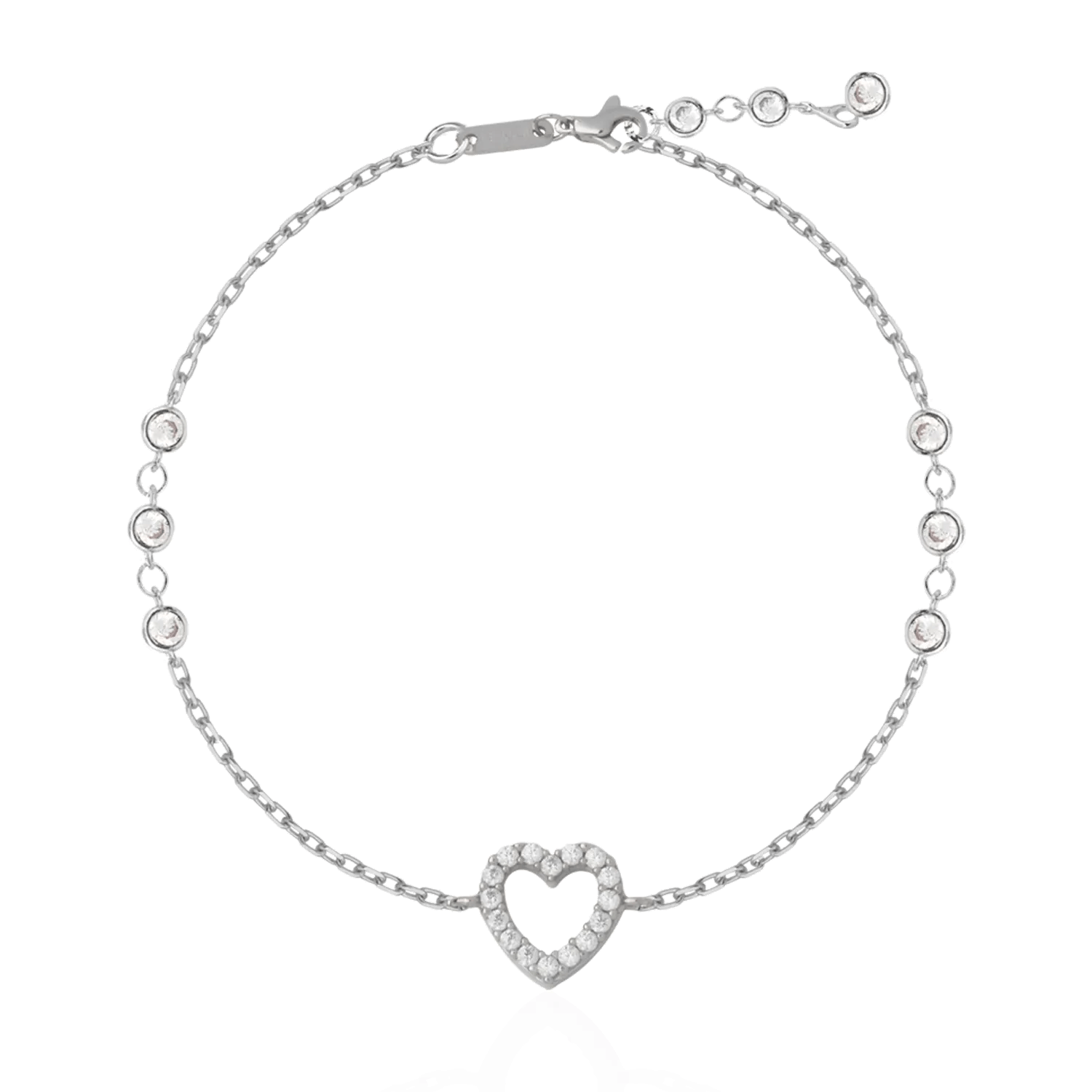 Brăţară din aur alb cu pandantiv inimă şi zirconia Brăţară din aur alb cu pandantiv inimă şi zirconia