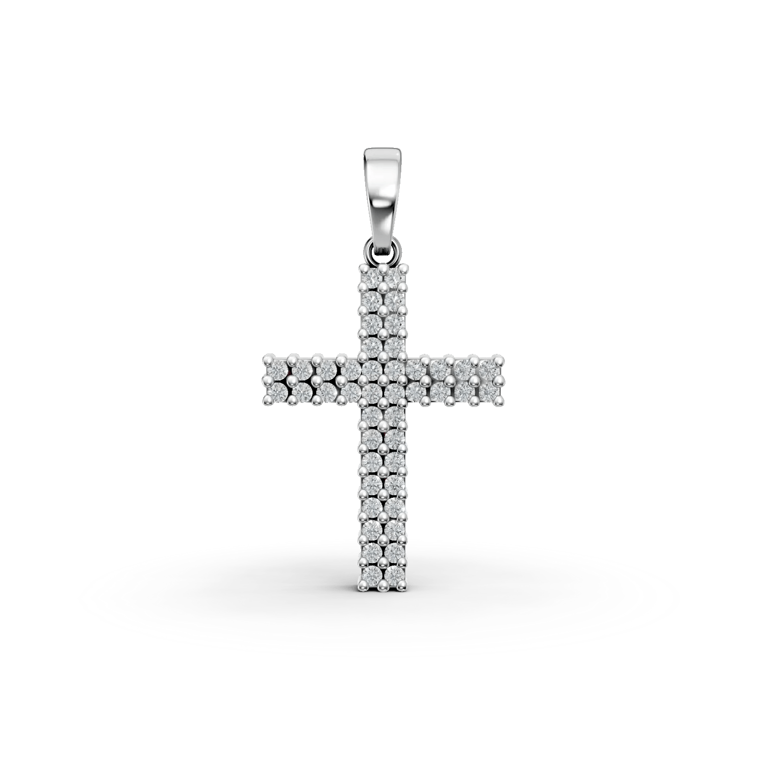 Pandantiv cruce din aur alb cu zirconia microsetting Pandantiv cruce din aur alb cu zirconia microsetting