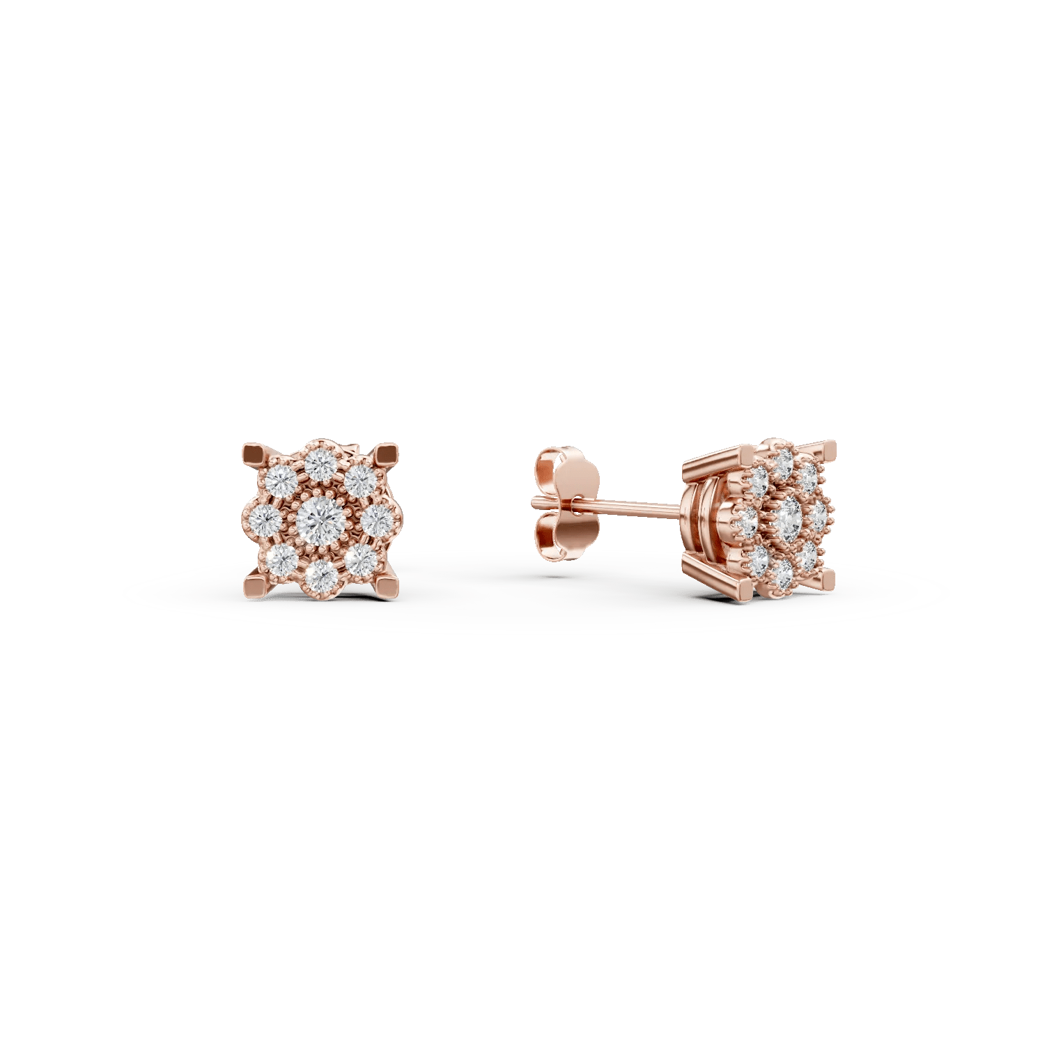 Cercei floare din aur roz cu zirconia Cercei floare din aur roz cu zirconia