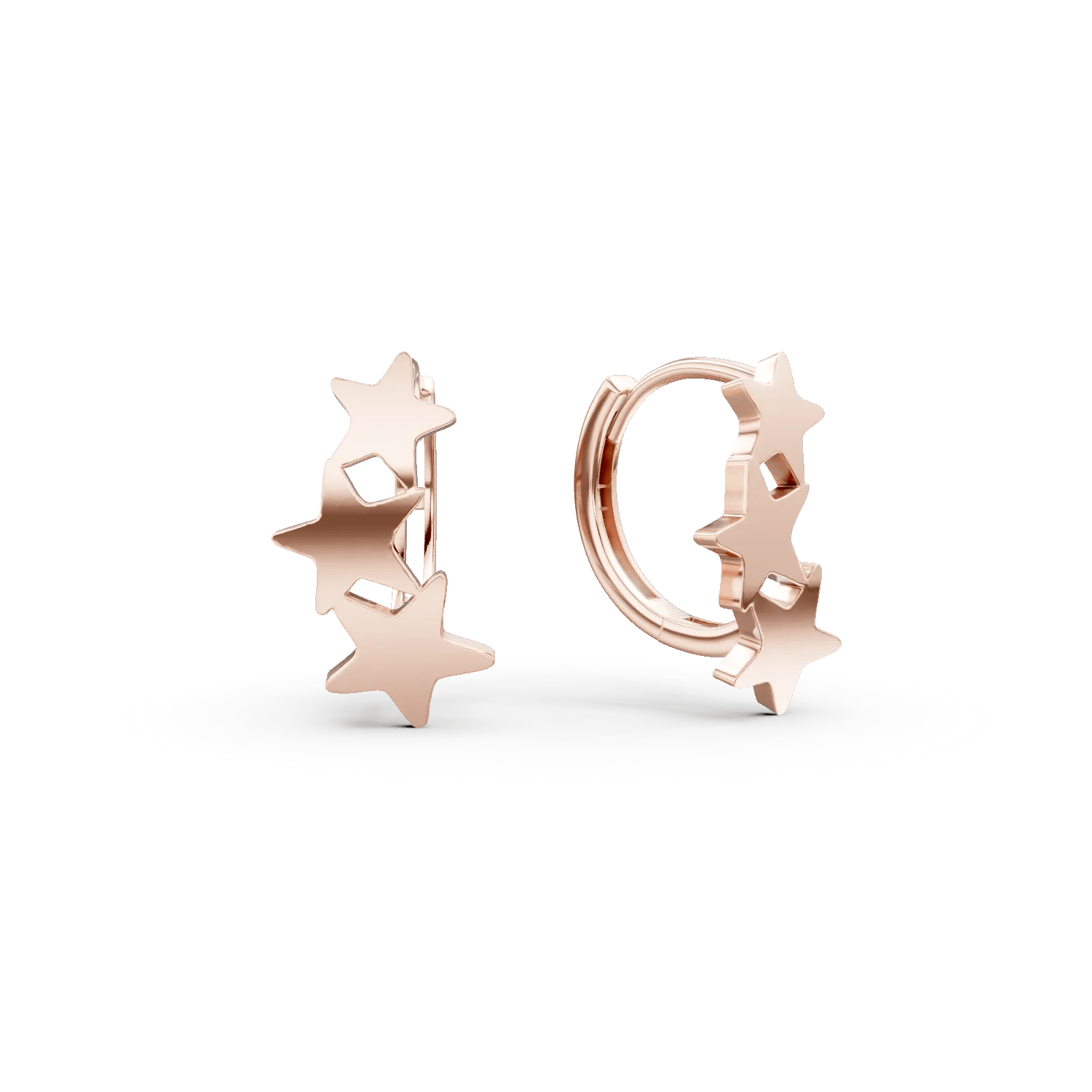 Cercei cu steluțe din aur roz Cercei cu steluțe din aur roz