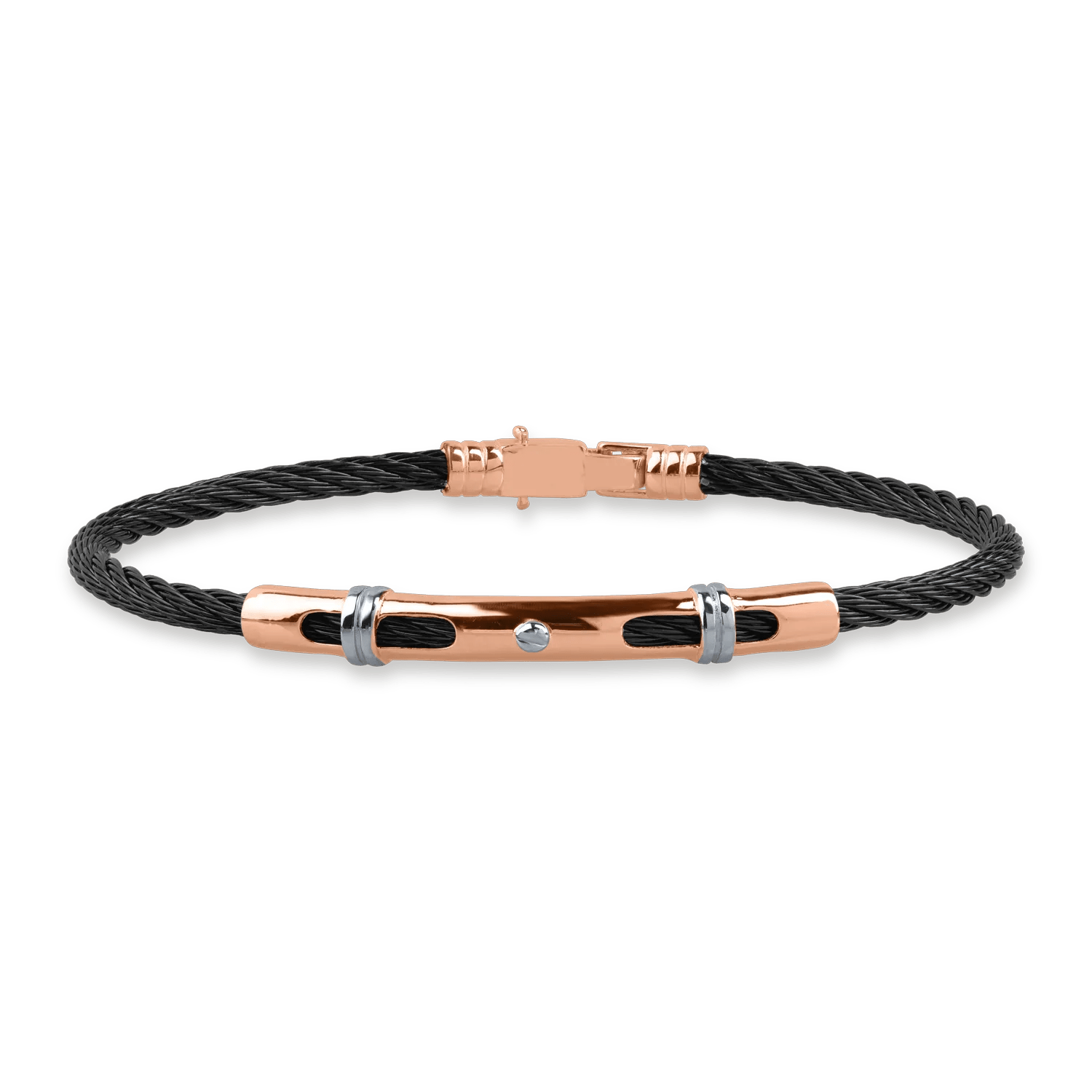 Brățară pentru bărbați din aur alb-roz și oțel Brățară pentru bărbați din aur alb-roz și oțel