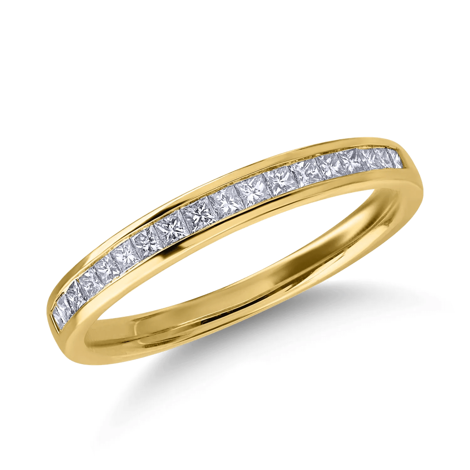 Inel semi eternity din aur galben cu diamante princess de 0.3ct Inel semi eternity din aur galben cu diamante princess de 0.3ct