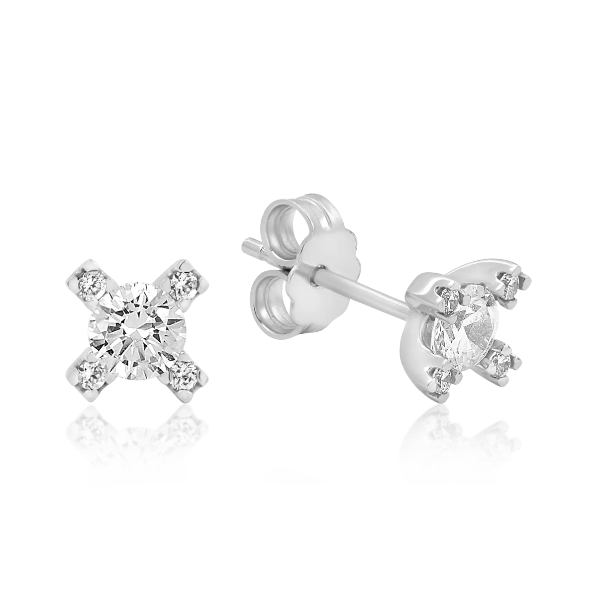 Cercei stud geometrici din aur alb cu zirconia – Teilor Cercei stud geometrici din aur alb cu zirconia – Teilor