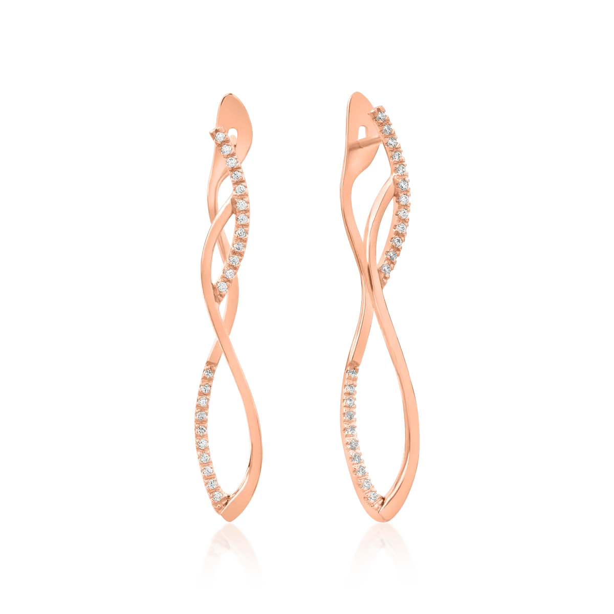 Cercei lungi aur roz cu zirconia microsetting Cercei lungi aur roz cu zirconia microsetting