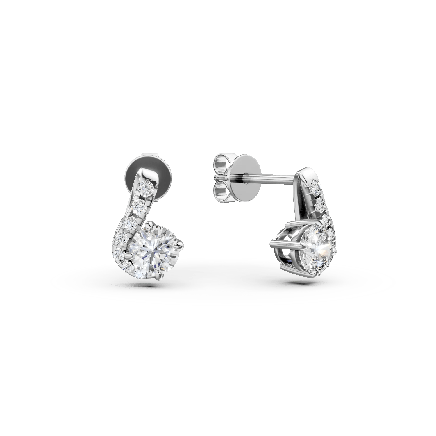 Cercei duet din aur alb cu diamante de 0.6ct create în laborator Cercei duet din aur alb cu diamante de 0.6ct create în laborator