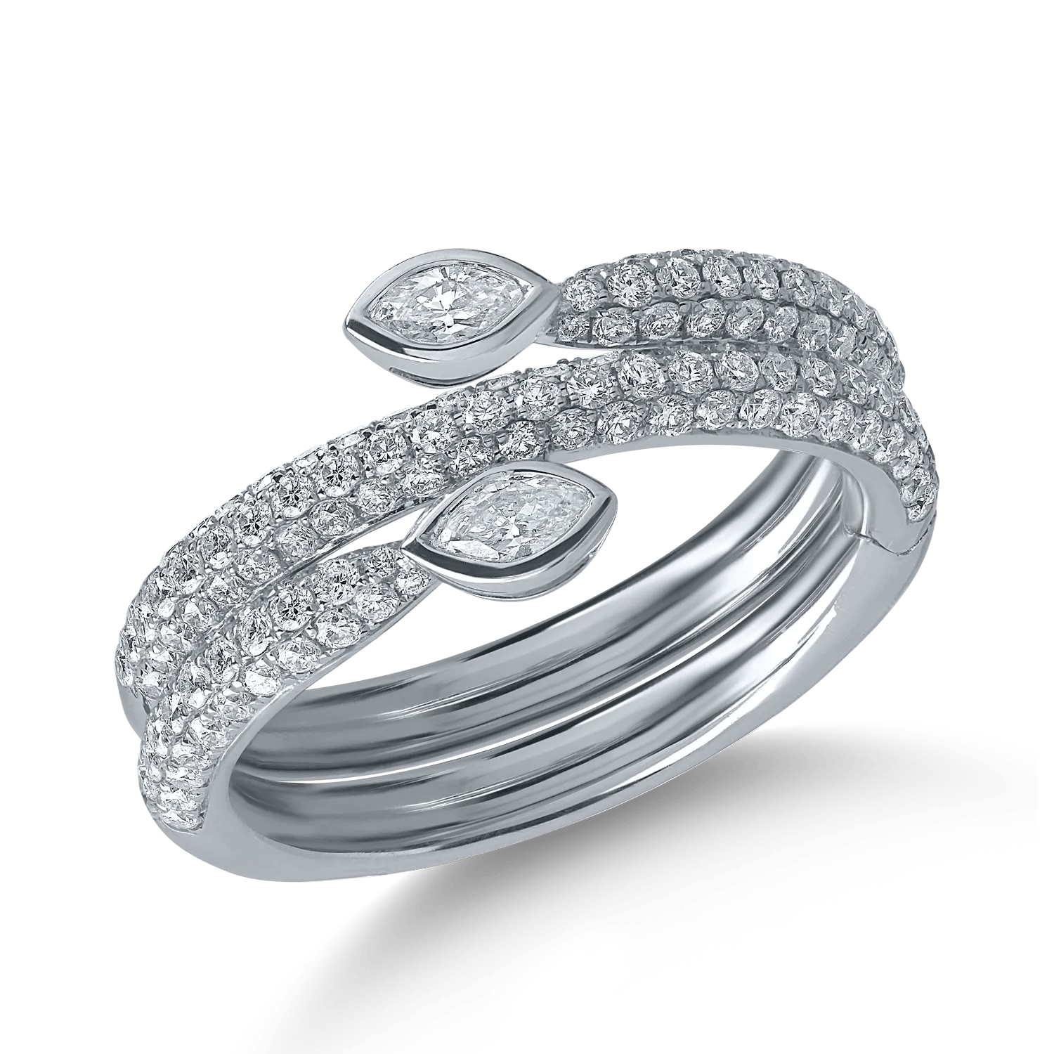 Inel dublu din aur alb cu diamante 1.07ct Inel dublu din aur alb cu diamante 1.07ct