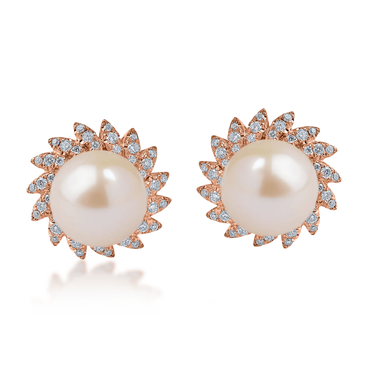 Cercei din aur roz cu perle de cultură de 7.95ct și diamante de 0.31ct – Teilor Cercei din aur roz cu perle de cultură de 7.95ct și diamante de 0.31ct – Teilor