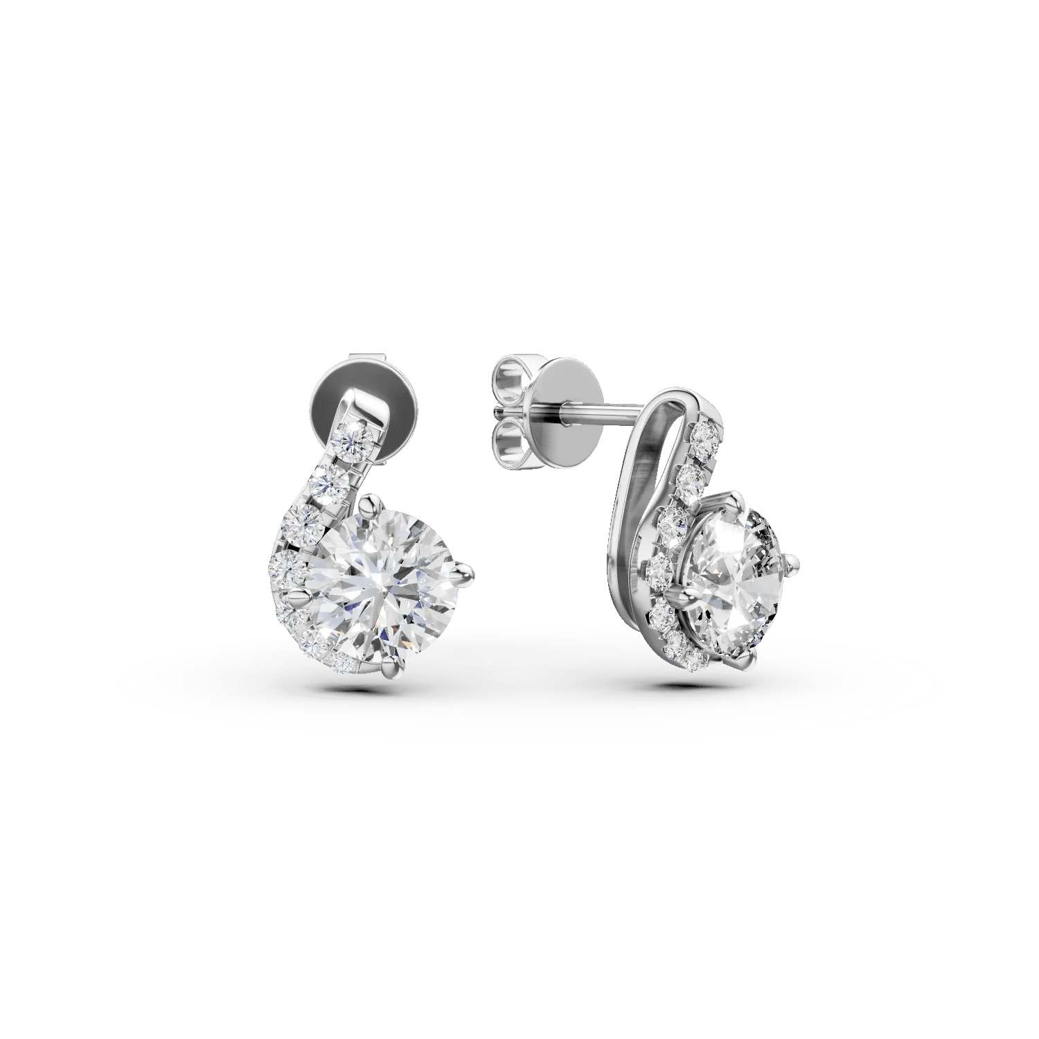 Cercei duet din aur alb cu diamante de 1.1ct create în laborator Cercei duet din aur alb cu diamante de 1.1ct create în laborator