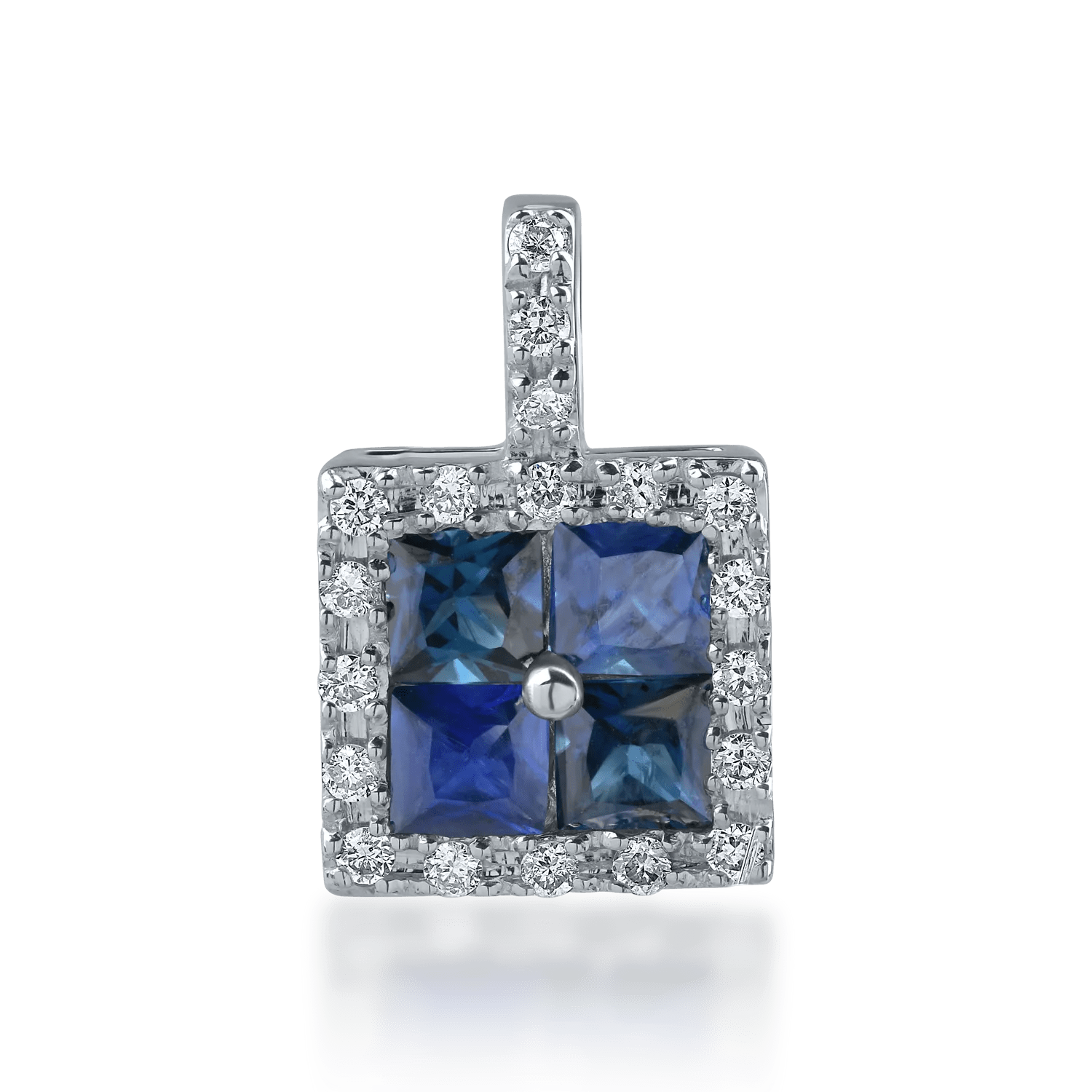 Pandantiv din aur alb cu safire de 0.82ct și diamante de 0.12ct Pandantiv din aur alb cu safire de 0.82ct și diamante de 0.12ct
