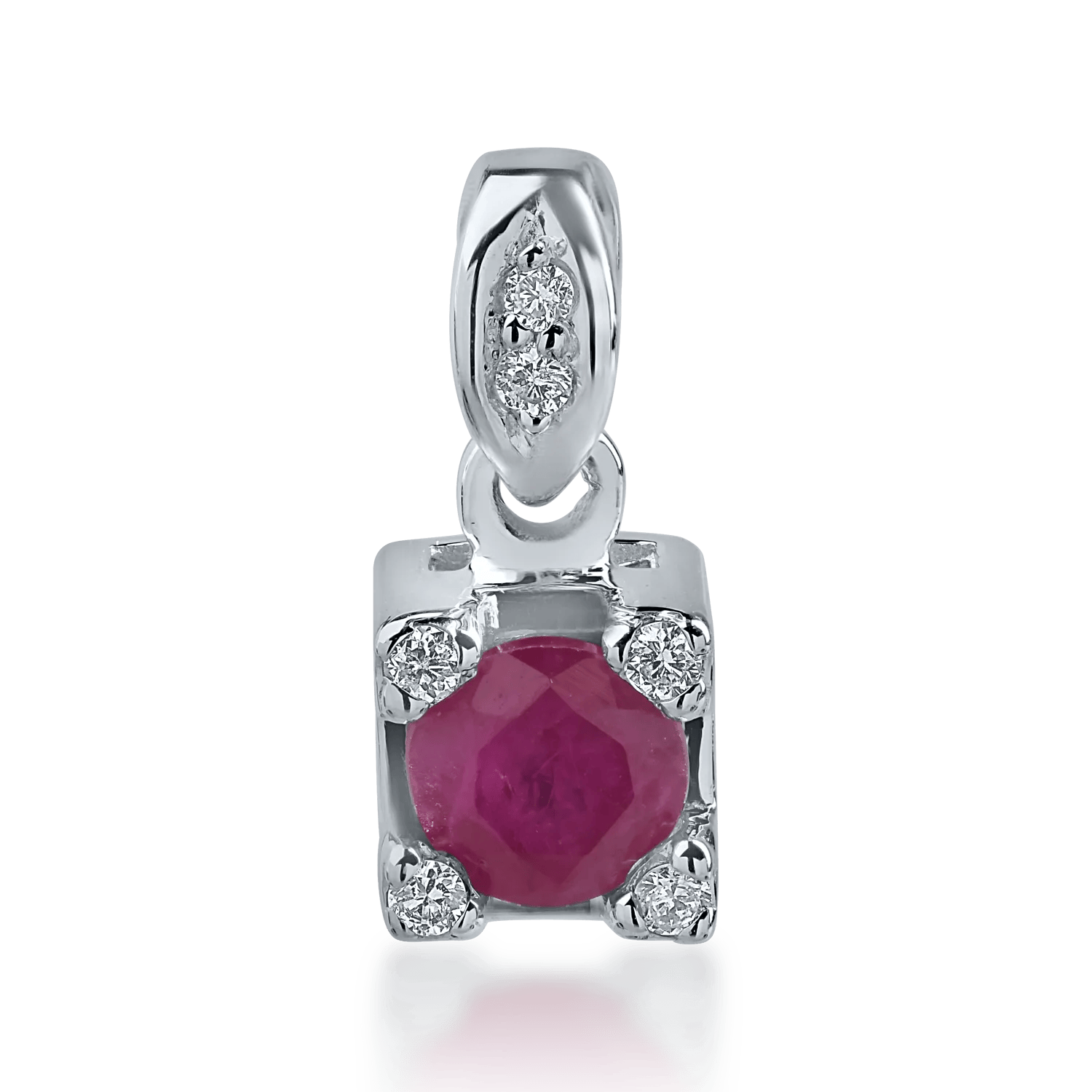 Pandantiv din aur alb cu rubin de 0.4ct și diamante de 0.04ct – Teilor Pandantiv din aur alb cu rubin de 0.4ct și diamante de 0.04ct – Teilor