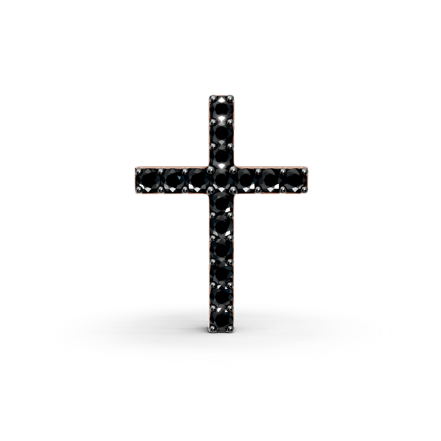 Pandantiv cruce aur roz cu diamante negre 0.33ct Pandantiv cruce aur roz cu diamante negre 0.33ct