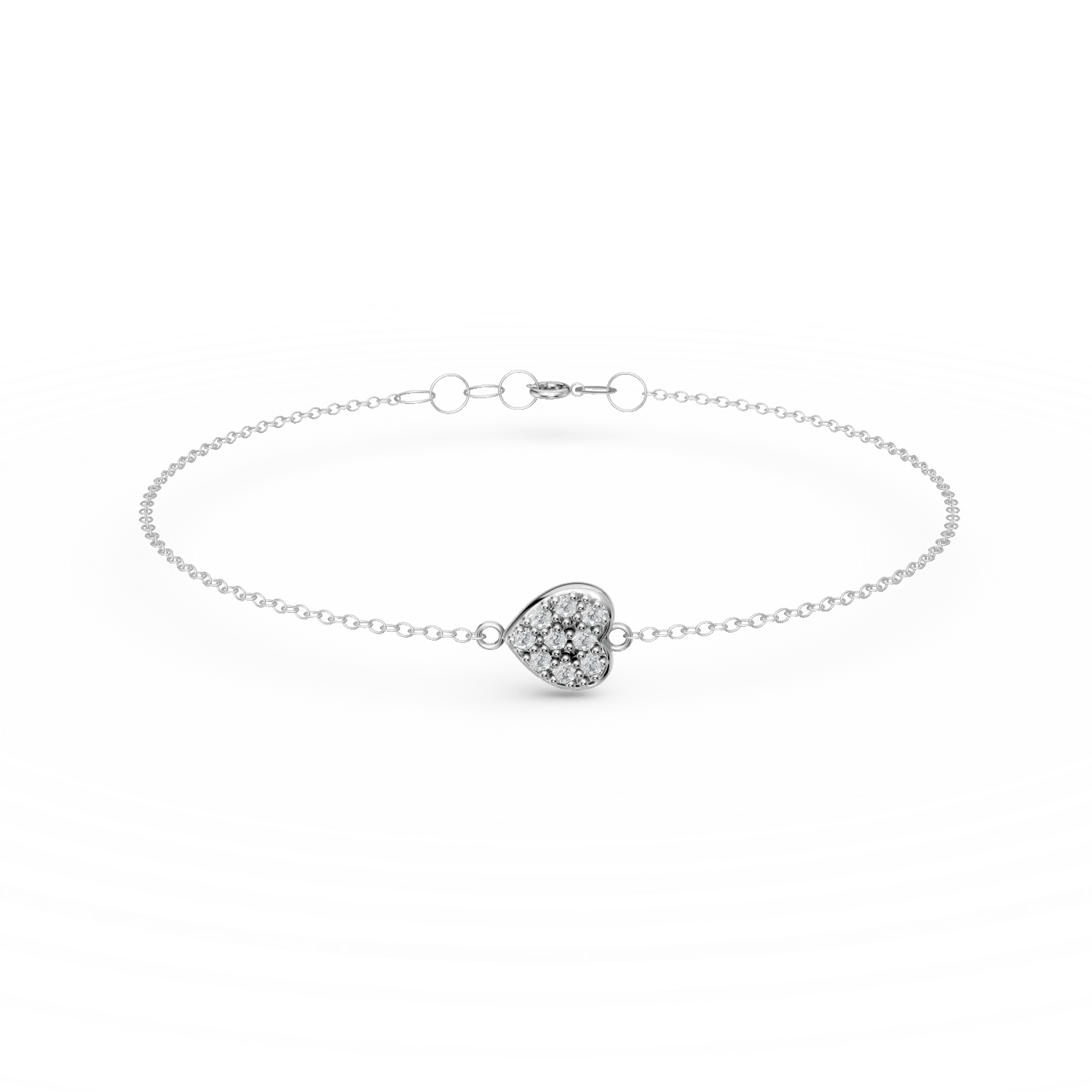 Brățară cu pandantiv inimă din aur alb cu zirconii Brățară cu pandantiv inimă din aur alb cu zirconii