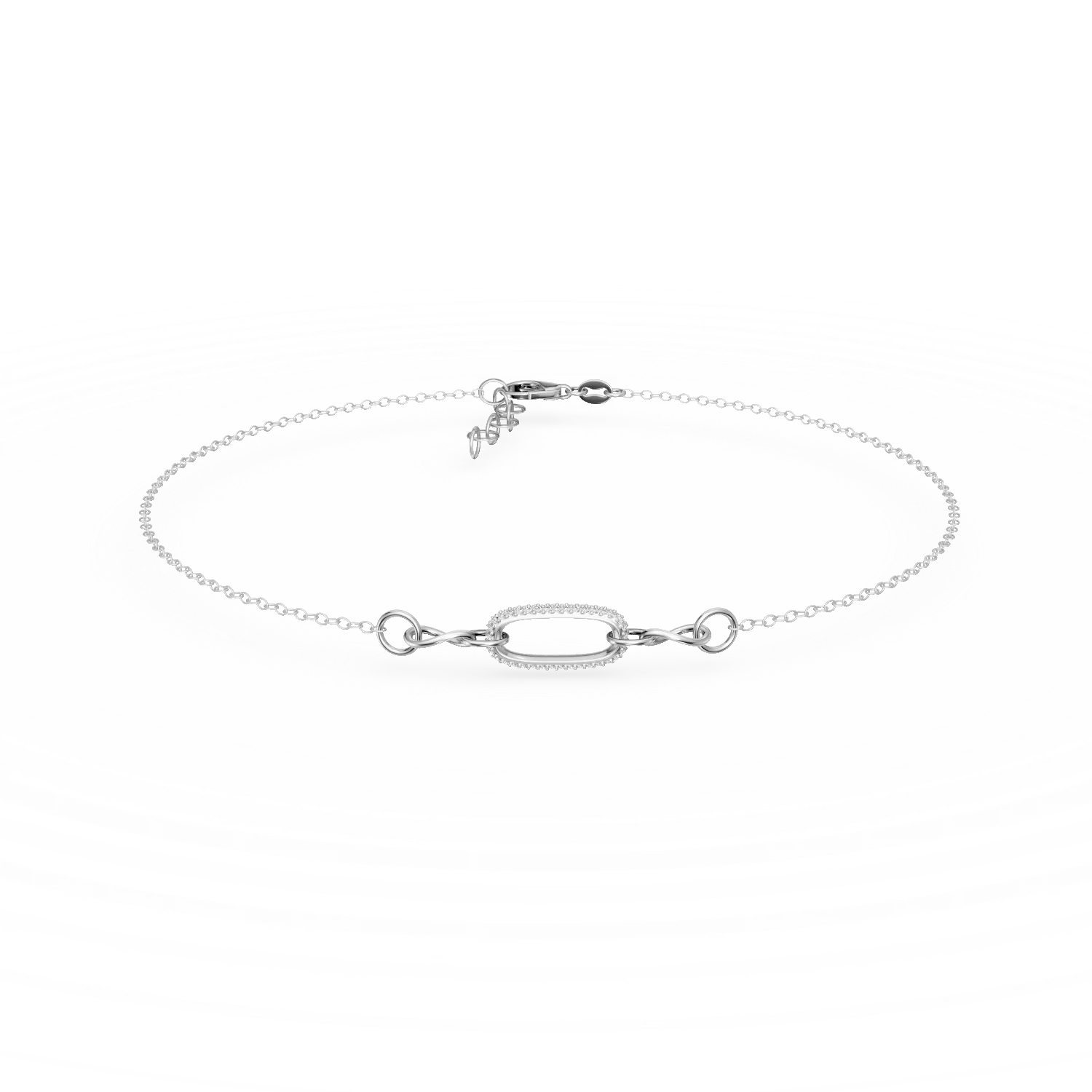 Brățară cu pandantiv geometric din aur alb cu zirconii Brățară cu pandantiv geometric din aur alb cu zirconii