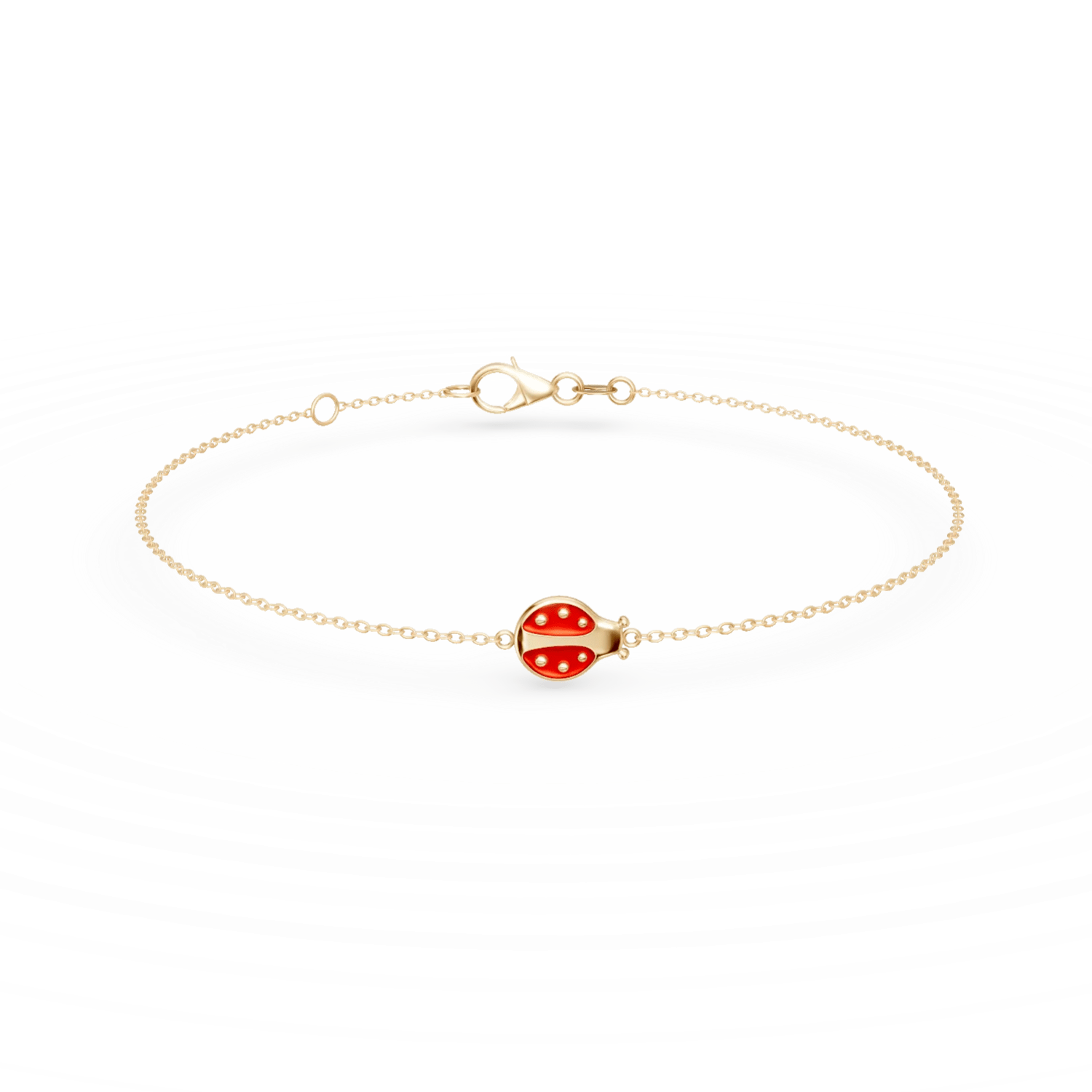 Brățară cu pandantiv buburuză din aur galben pentru copii Brățară cu pandantiv buburuză din aur galben pentru copii