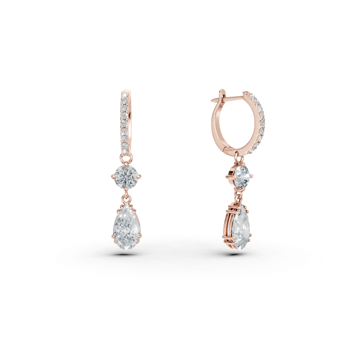 Cercei lungi din aur roz cu zirconii Cercei lungi din aur roz cu zirconii