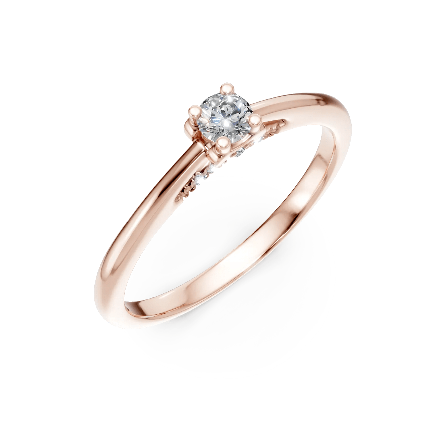 Inel de logodnă din aur roz cu diamante de 0.1ct Inel de logodnă din aur roz cu diamante de 0.1ct