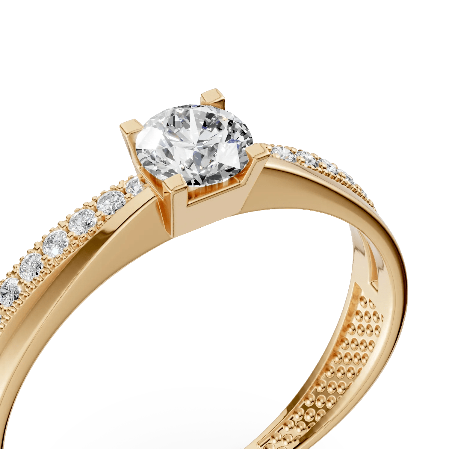 Inel de logodnă aur galben zirconii halo Inel de logodnă aur galben zirconii halo