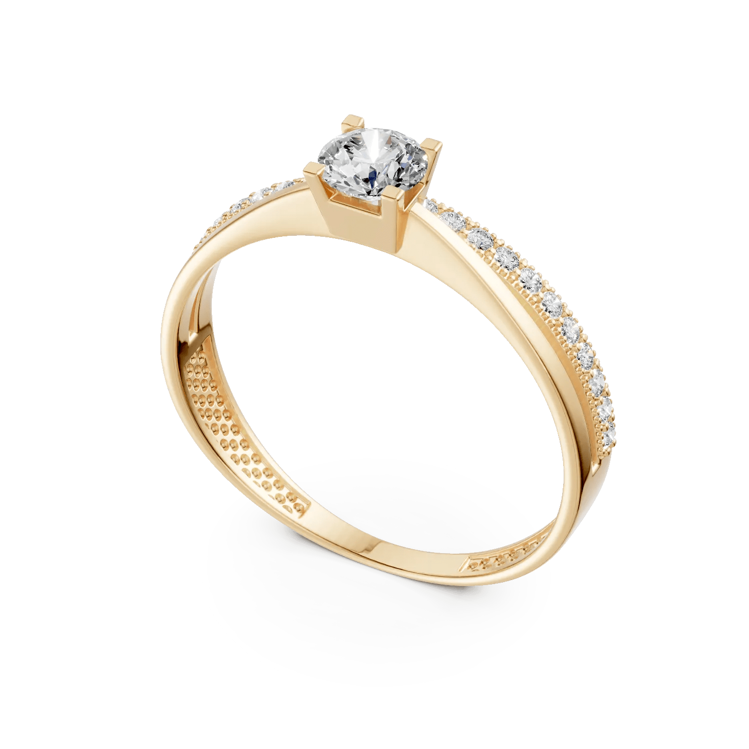 Inel de logodnă aur galben zirconii halo Inel de logodnă aur galben zirconii halo