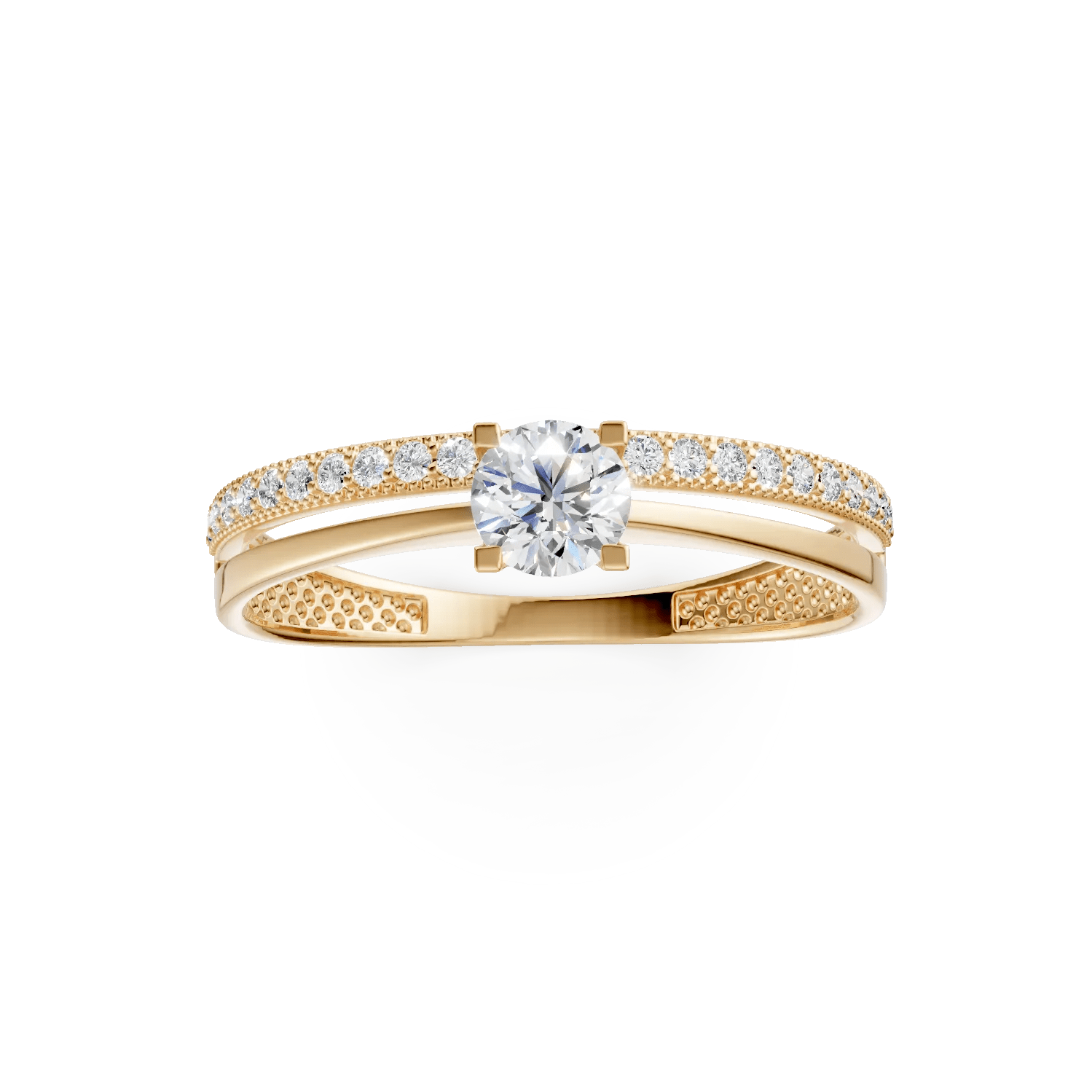 Inel de logodnă aur galben zirconii halo Inel de logodnă aur galben zirconii halo