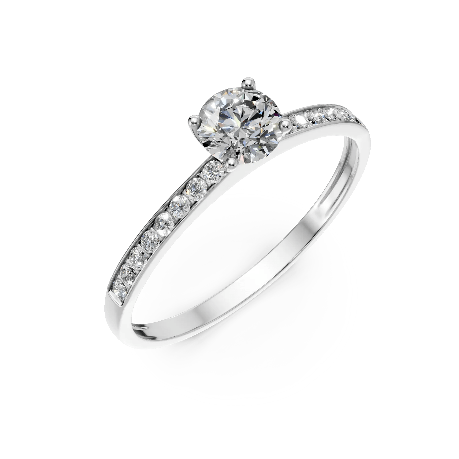 Inel logodnă solitaire pave aur alb cu zirconii Inel logodnă solitaire pave aur alb cu zirconii