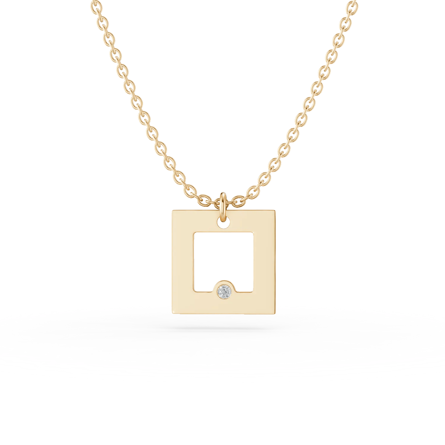 Lanț cu pandantiv geometric din aur galben și diamant 0.005ct Lanț cu pandantiv geometric din aur galben și diamant 0.005ct