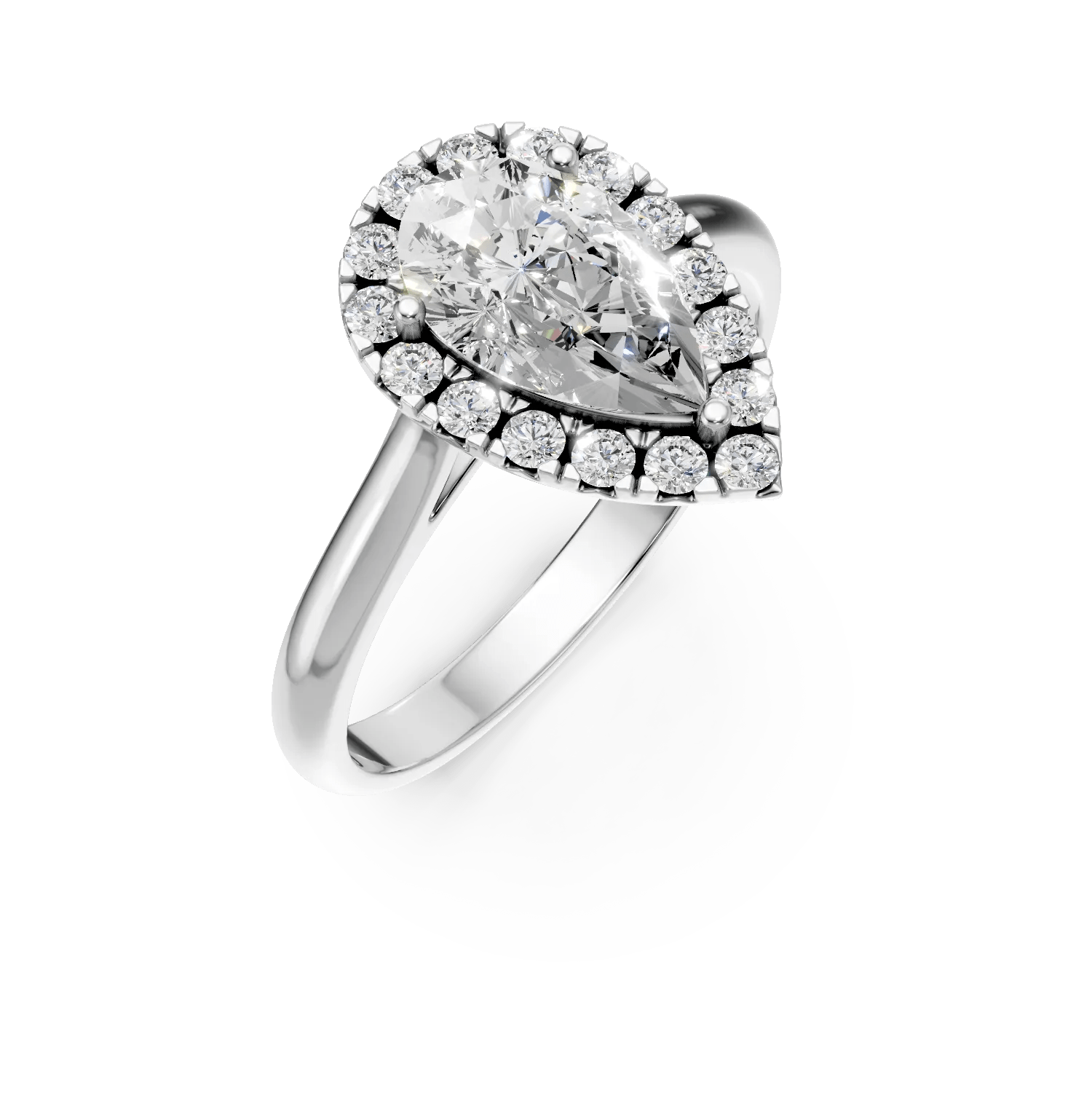 Inel flora din aur alb cu diamante de 1.2ct create în laborator Inel flora din aur alb cu diamante de 1.2ct create în laborator