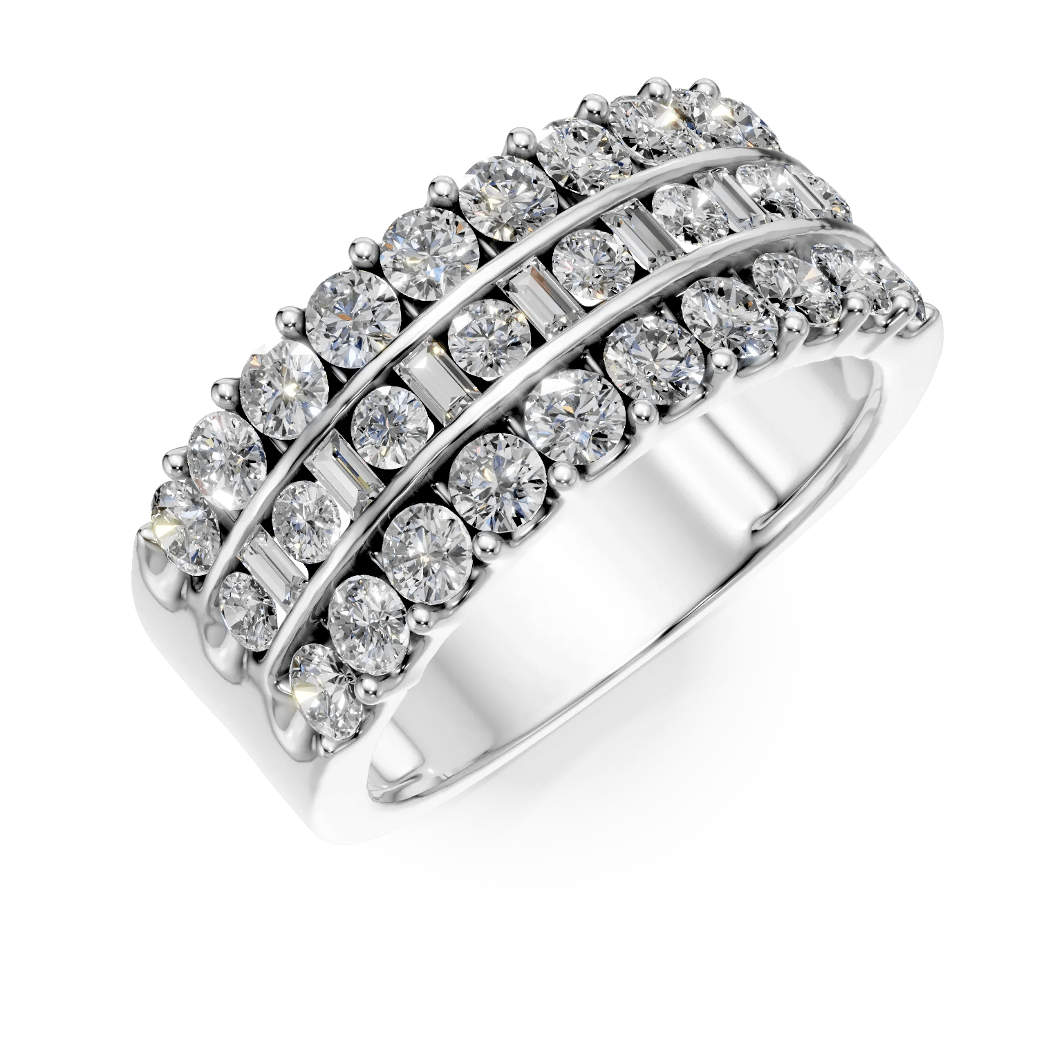 Inel bouquet din aur alb cu diamante de 1.4ct create în laborator Inel bouquet din aur alb cu diamante de 1.4ct create în laborator